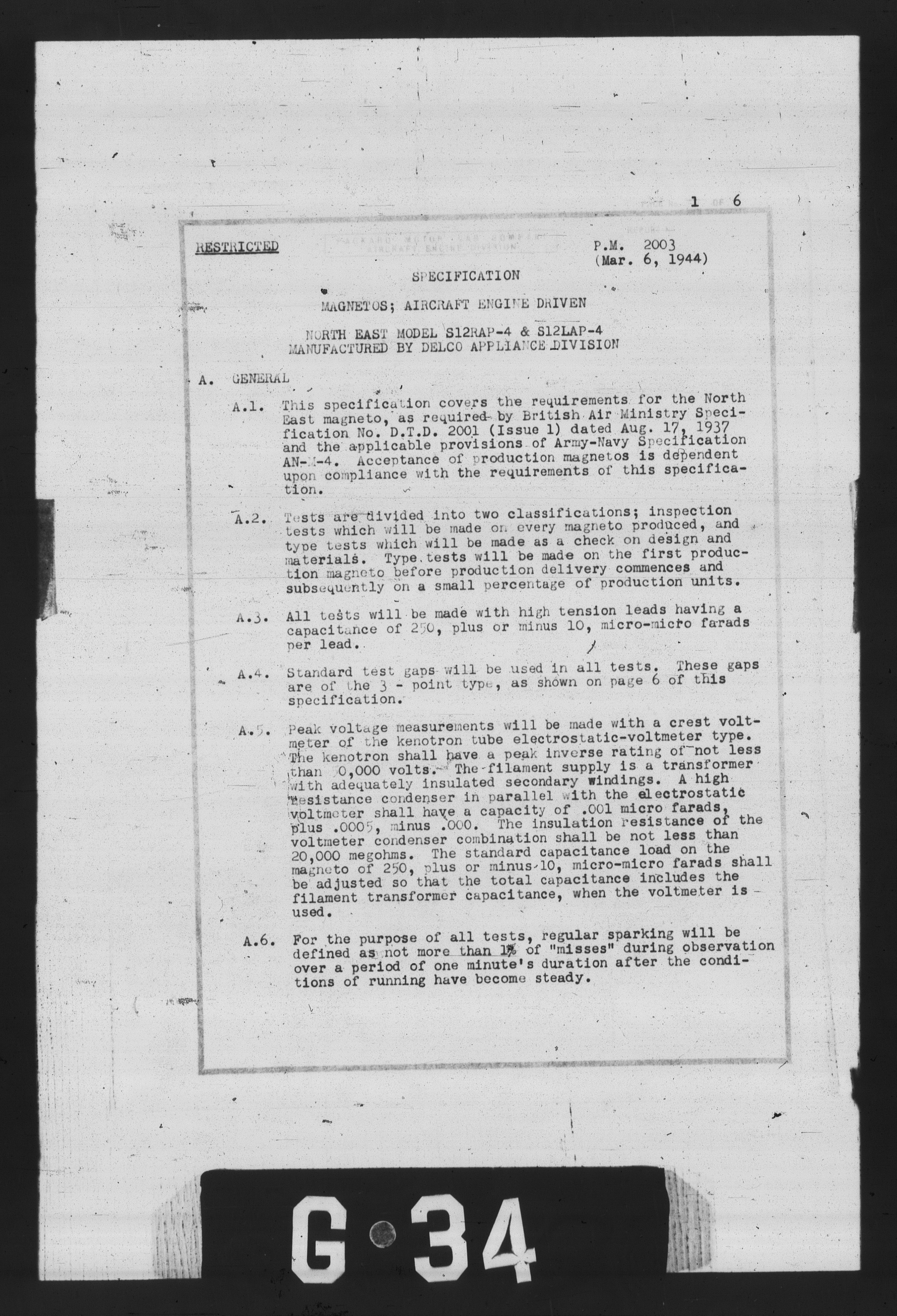 Sample page 1 from AirCorps Library document: Aircraft Engine Driven Magnetos - Model S12RAP-4 and S12LAP-4