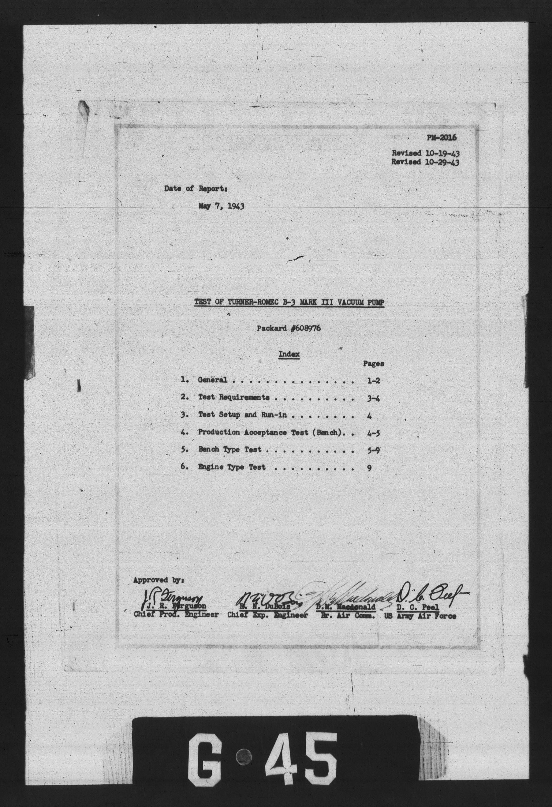 Sample page 1 from AirCorps Library document: Test of Turner-Romec B-3 Mark III Vacuum Pump