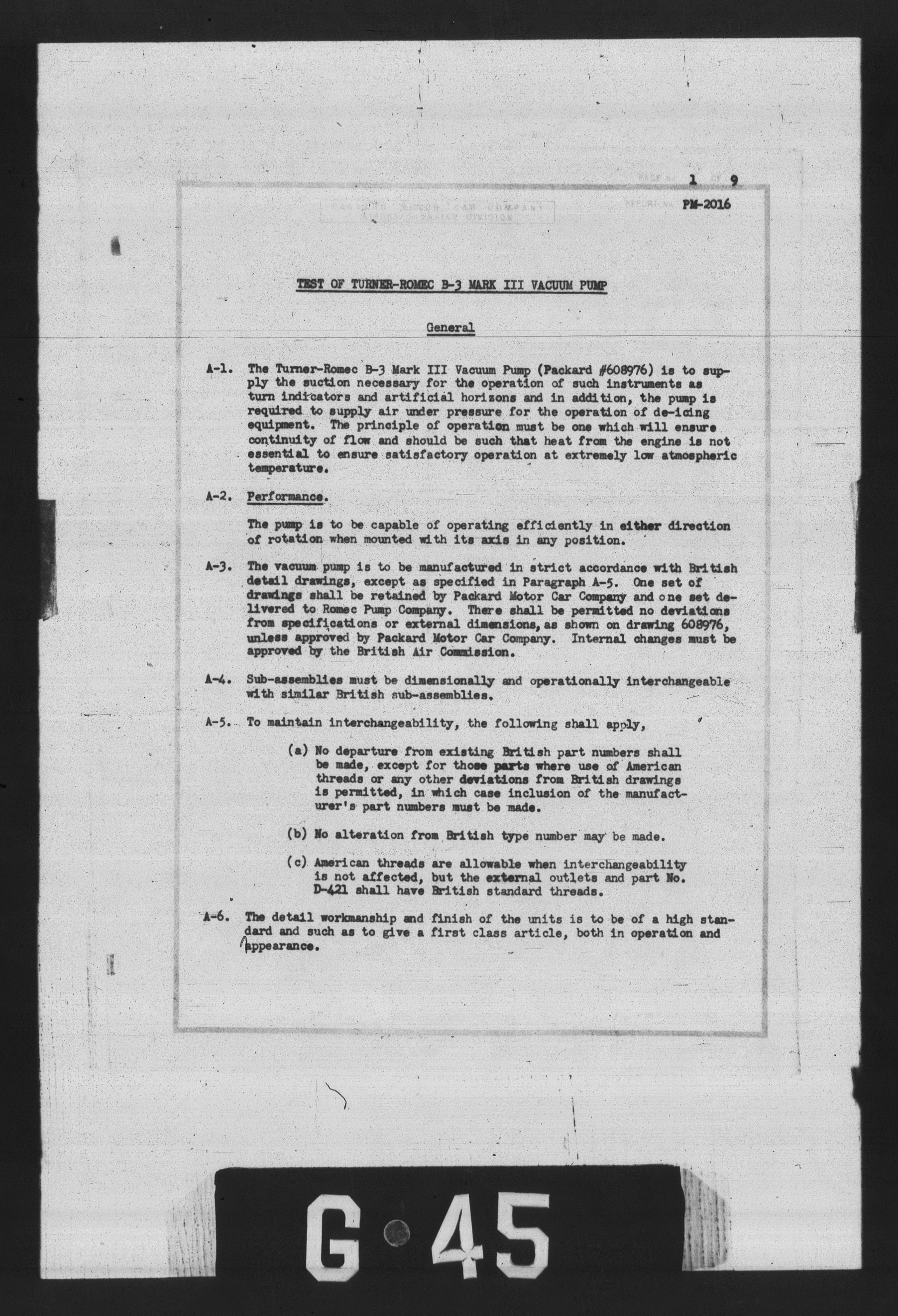 Sample page 2 from AirCorps Library document: Test of Turner-Romec B-3 Mark III Vacuum Pump