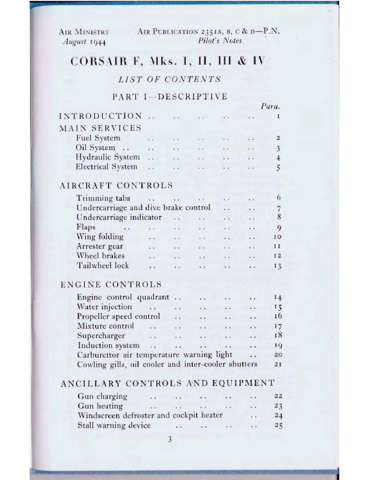 Sample page  5 from AirCorps Library document: Pilot's Notes - Corsair I-IV