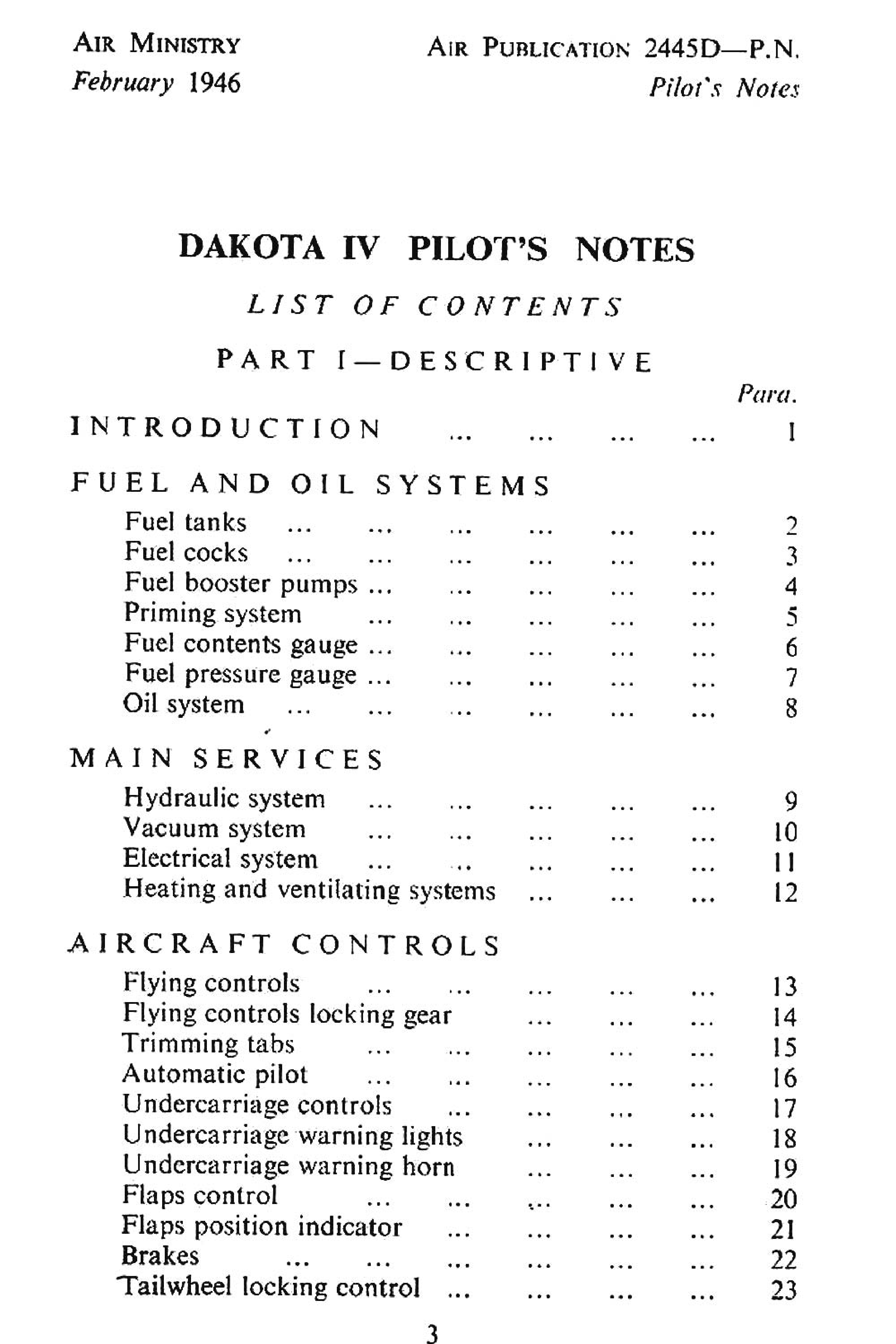 Sample page 5 from AirCorps Library document: Pilot's Notes for Dakota IV Two Twin Wasp R1830-90C Engines