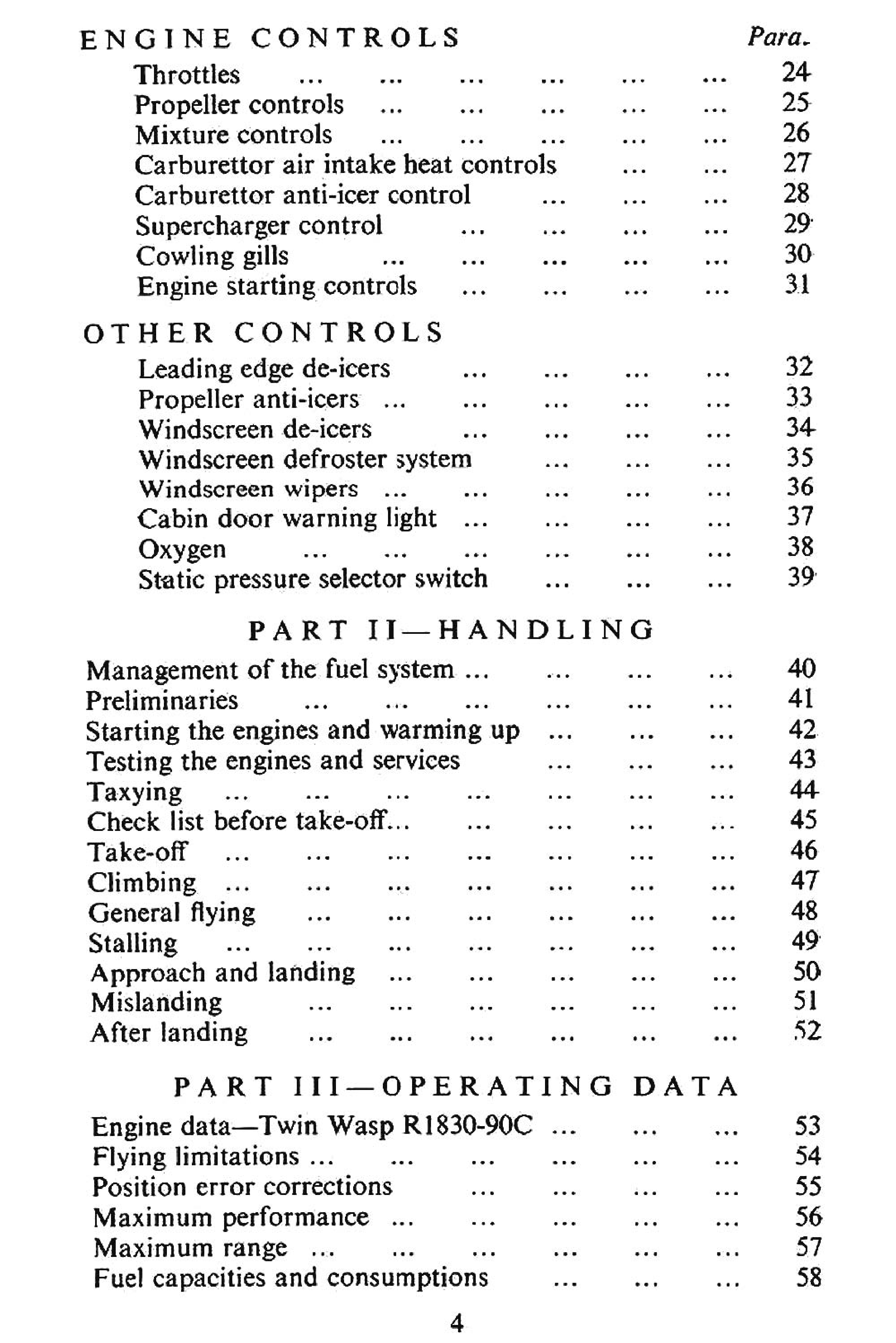 Sample page 6 from AirCorps Library document: Pilot's Notes for Dakota IV Two Twin Wasp R1830-90C Engines