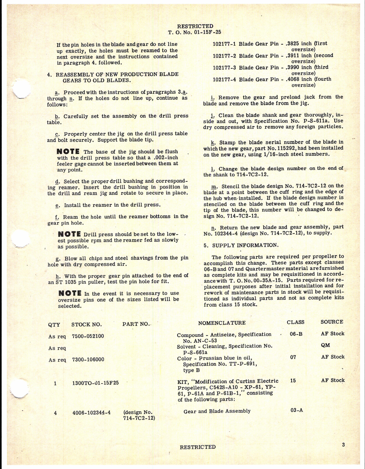 Sample page 3 from AirCorps Library document: Modification of Curtiss Electric Propeller P-61 Series