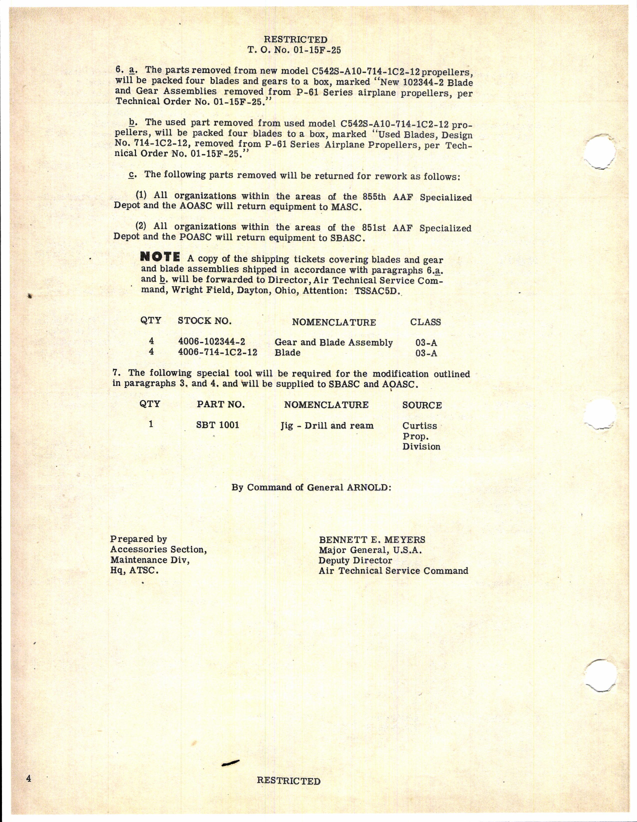 Sample page 4 from AirCorps Library document: Modification of Curtiss Electric Propeller P-61 Series
