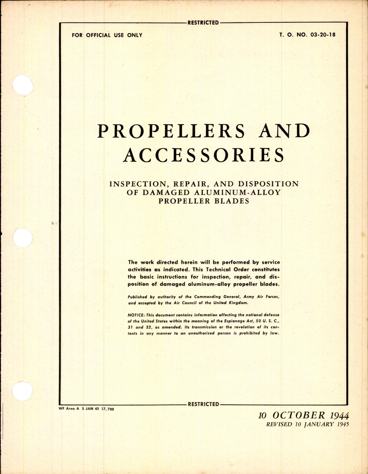 Sample page 3 from AirCorps Library document: Repair of Damaged Aluminum-Alloy Propeller Blades