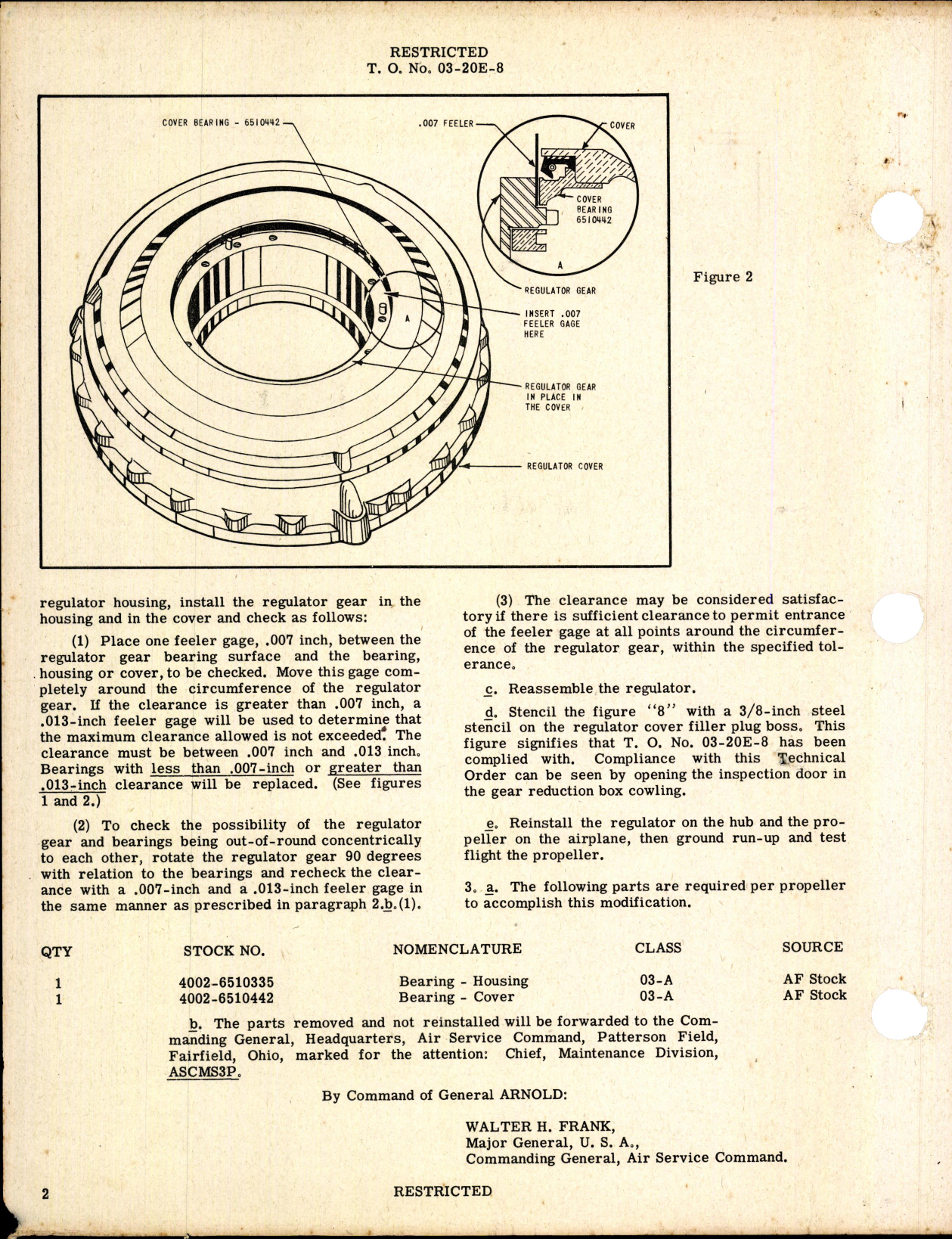 Sample page  2 from AirCorps Library document: Propellers and Accessories, Dimensional Inspection of Regulator Housing Bearing and Cover Bearing