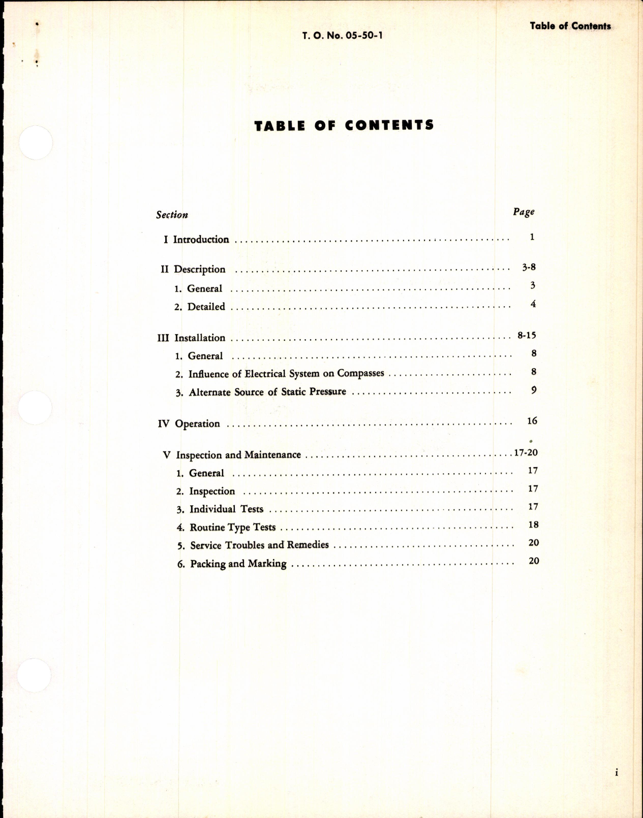 Sample page 3 from AirCorps Library document: T.O. No. 5F11-2-1, 05-50-1, Operation and Service Instructions, Pitot, Static, Pitot-Static Tubes, 19-Dec-1951