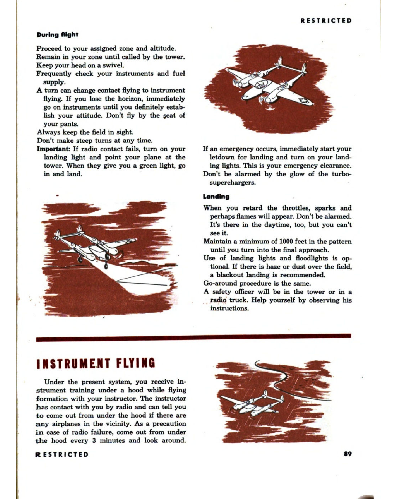 Sample page 90 from AirCorps Library document: Pilot Training Manual - P-38