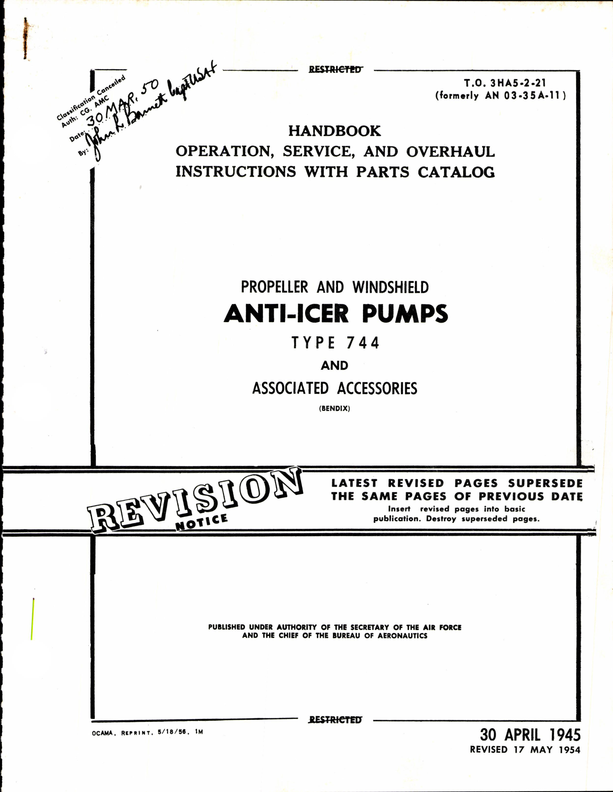 Sample page 1 from AirCorps Library document: Propeller and Windshield Anti-Icer Pumps, Type 744