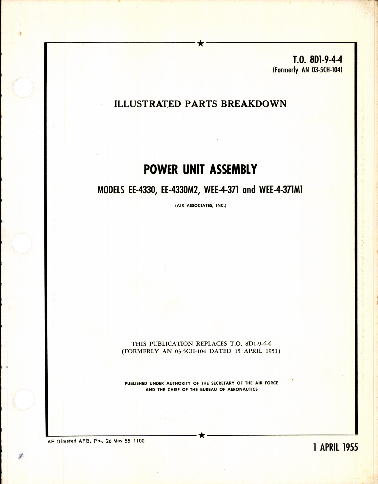 Sample page 1 from AirCorps Library document: Illustrated Parts Breakdown Power Unit Assembly