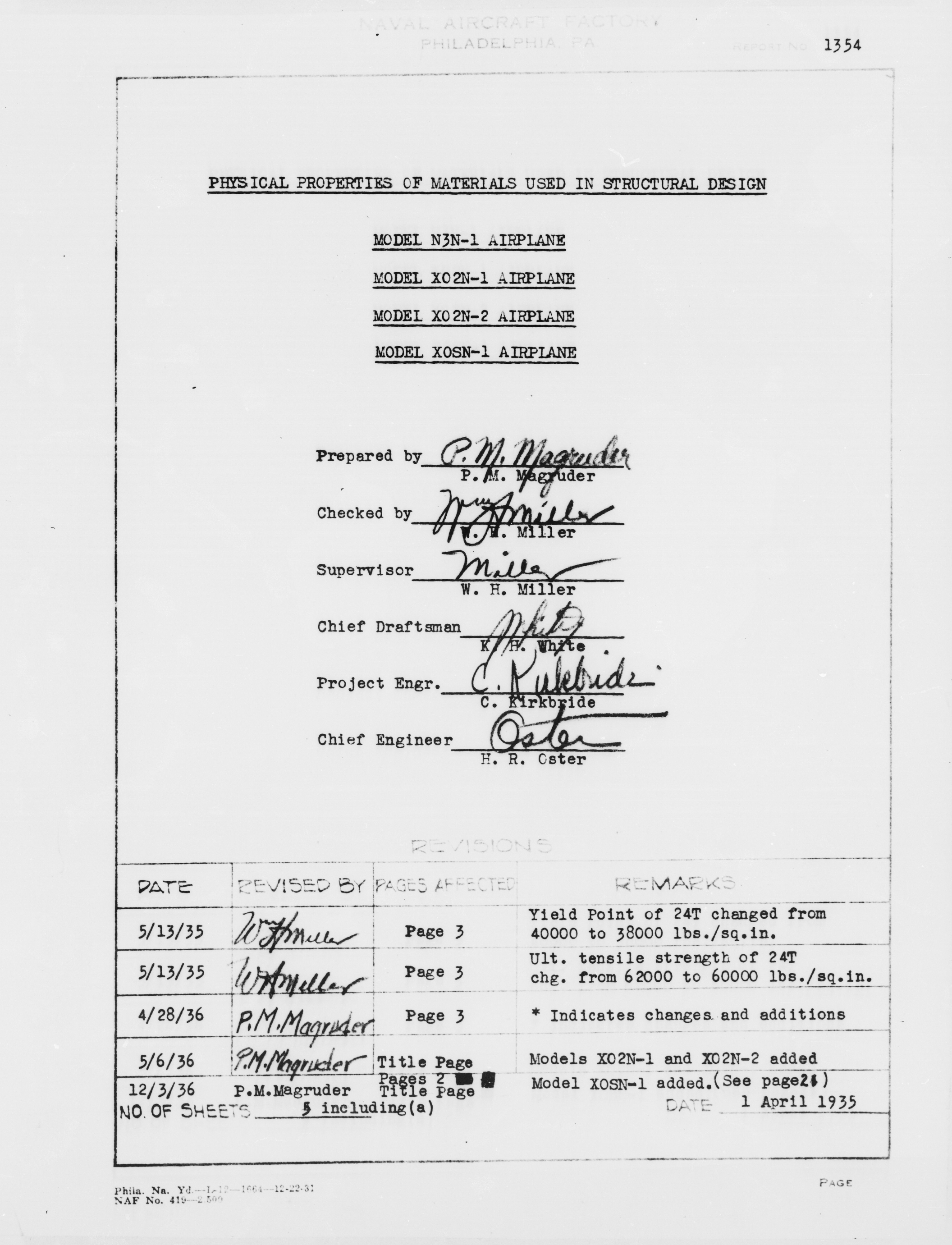 Sample page 1 from AirCorps Library document: Physical Properties of Materials Used in Structural Design for the N3N