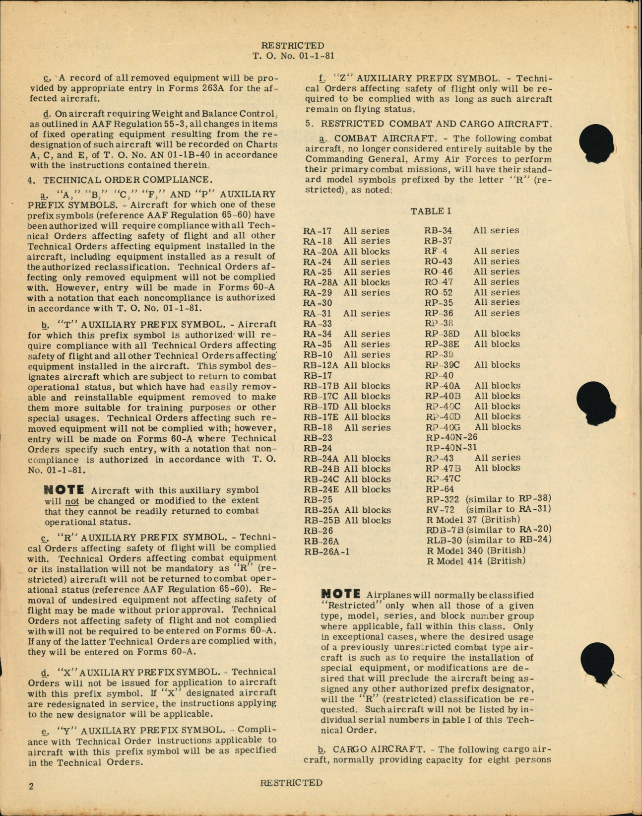 Sample page 2 from AirCorps Library document: General - Reclassification of Aircraft