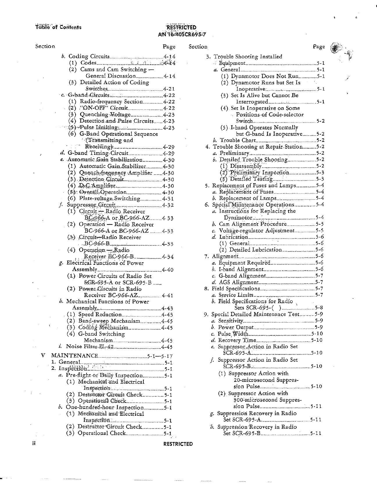 Sample page 4 from AirCorps Library document: Maintenance Instructions for Radio Sets SCR-695-A, -AZ, and -B