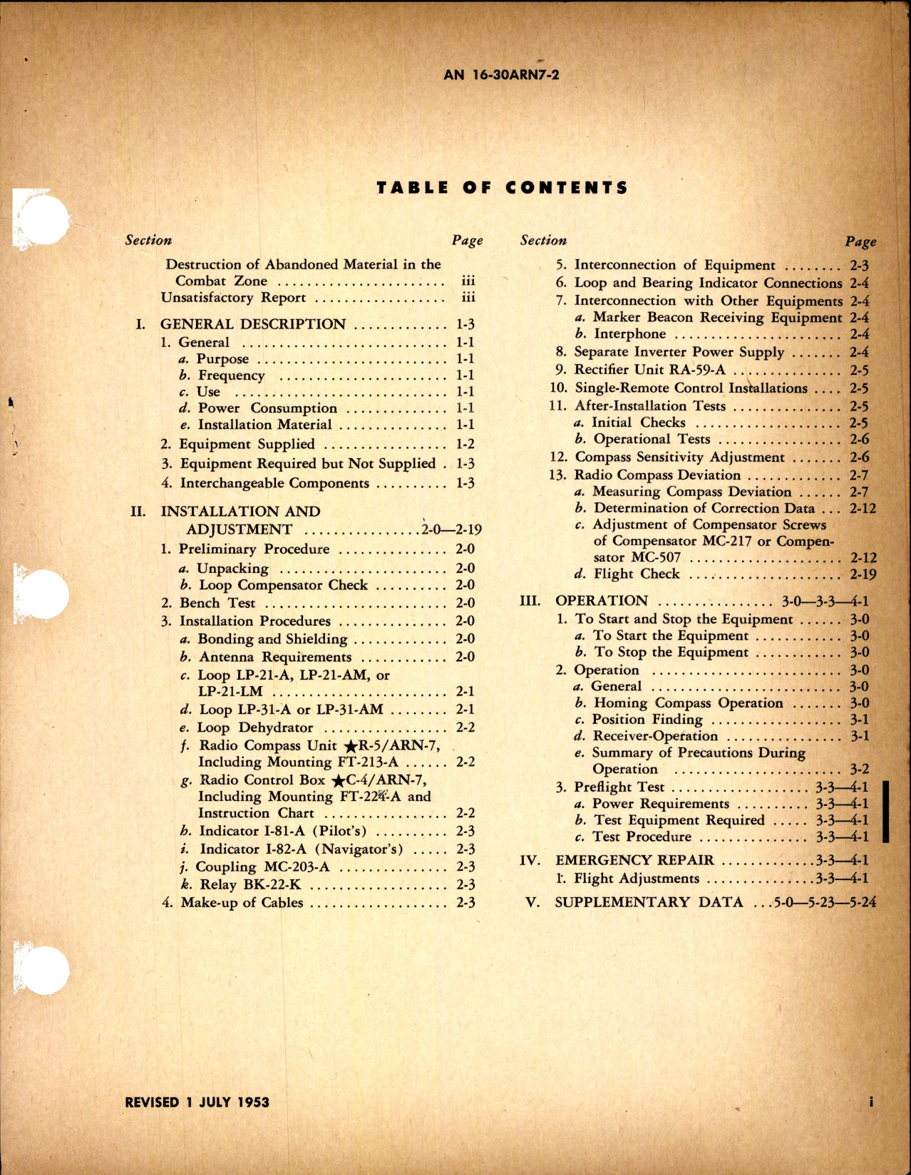 Sample page 3 from AirCorps Library document: Handbook Operating Instructions for Radio Compass AN & ARN-7