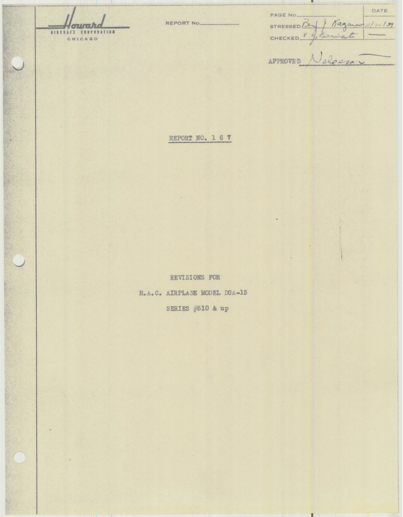 Sample page 2 from AirCorps Library document: Report 167, Revisions for DGA-15, Serial 510 and Up