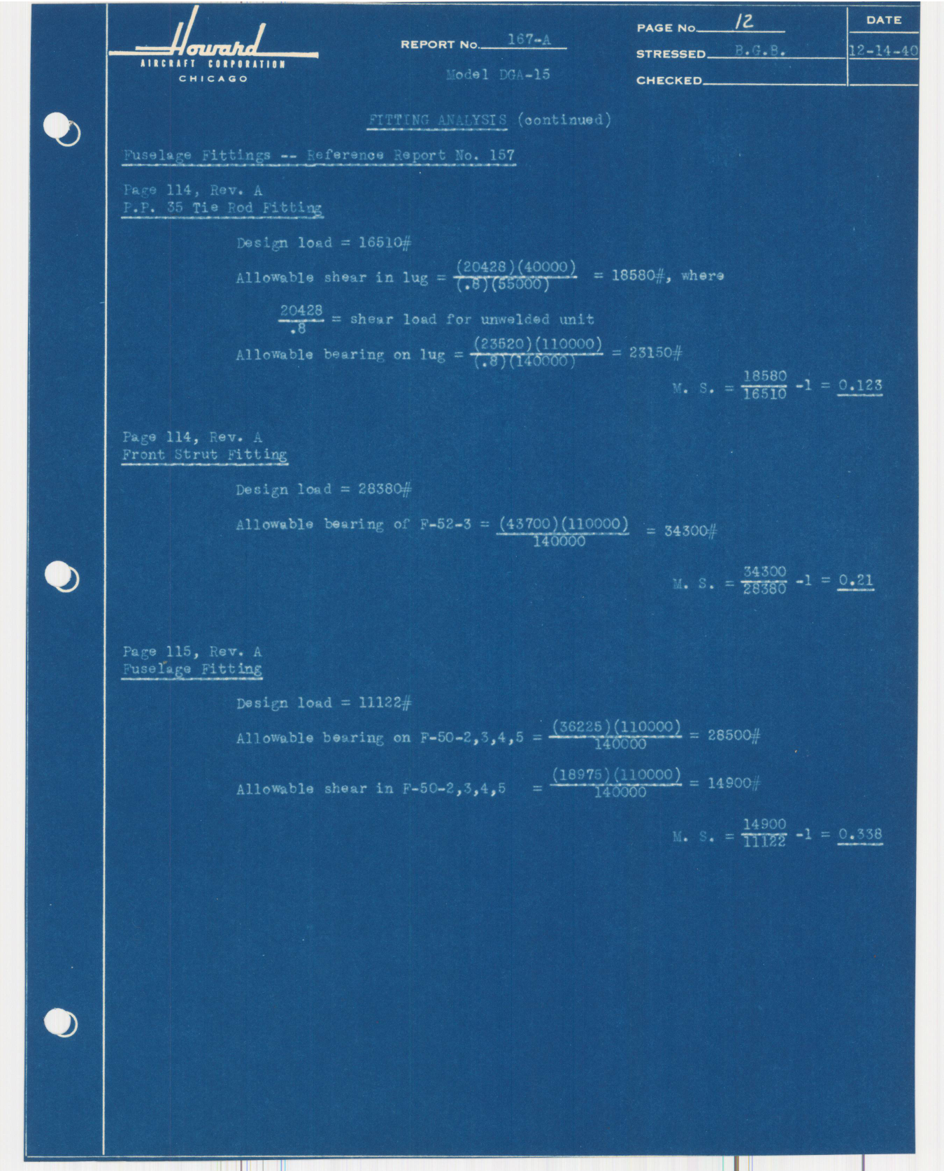 Sample page 15 from AirCorps Library document: Report 167A, Replacement of Fittings from X4130 to 4130