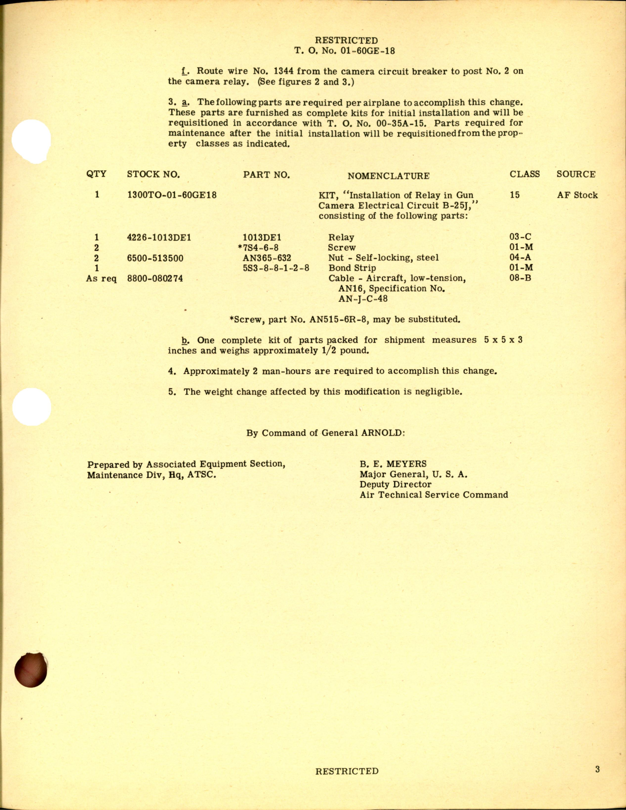 Sample page 3 from AirCorps Library document: Installation of Relay in Gun Camera Electrical Circuit for B-25J