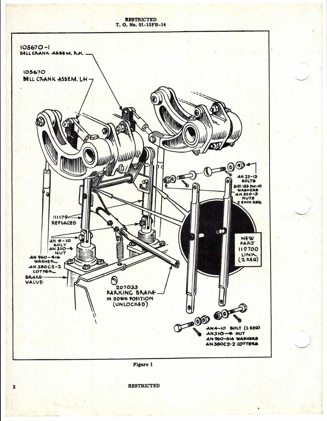 Sample page 2 from AirCorps Library document: Northrop - Replacement of Brake Valve Link Assembly for P-61A
