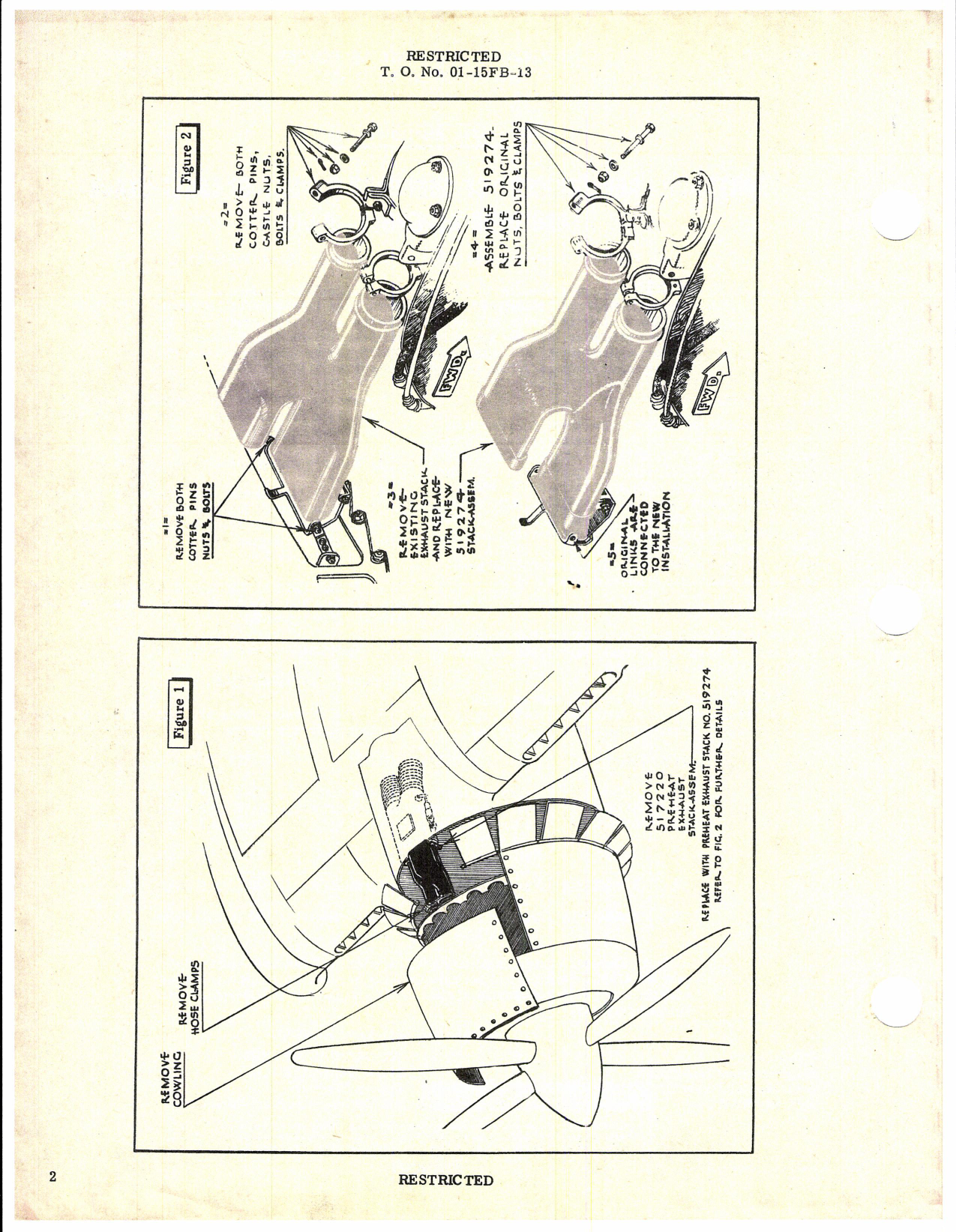 Sample page 2 from AirCorps Library document: Replacement of Carburetor Heat Exhaust Stack and Door Assembly for P-61A