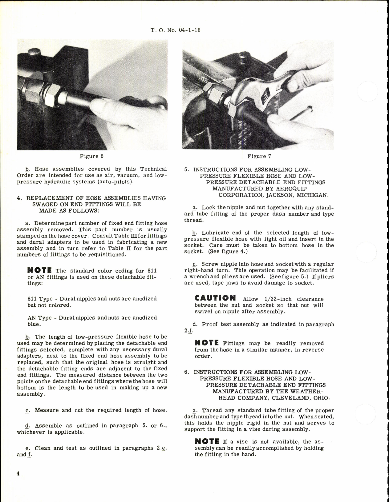 Sample page 4 from AirCorps Library document: Replacement of Low-Pressure Flexible Hose Assemblies