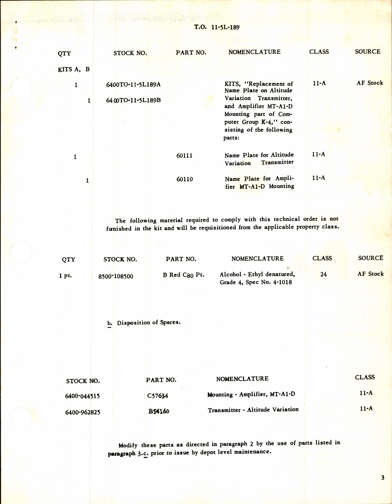 Sample page 3 from AirCorps Library document: Replacement of Name Plate on Altitude Transmitter