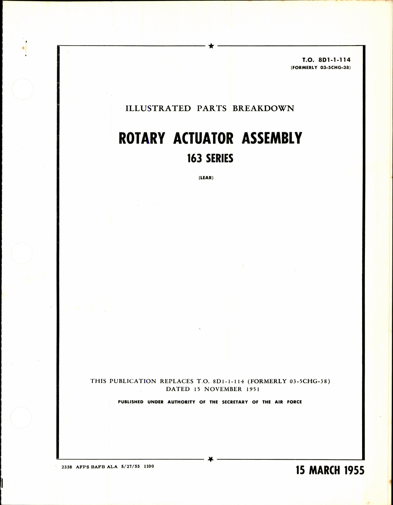 Sample page 1 from AirCorps Library document: Parts Breakdown Rotary Actuator Assembly 163 Series