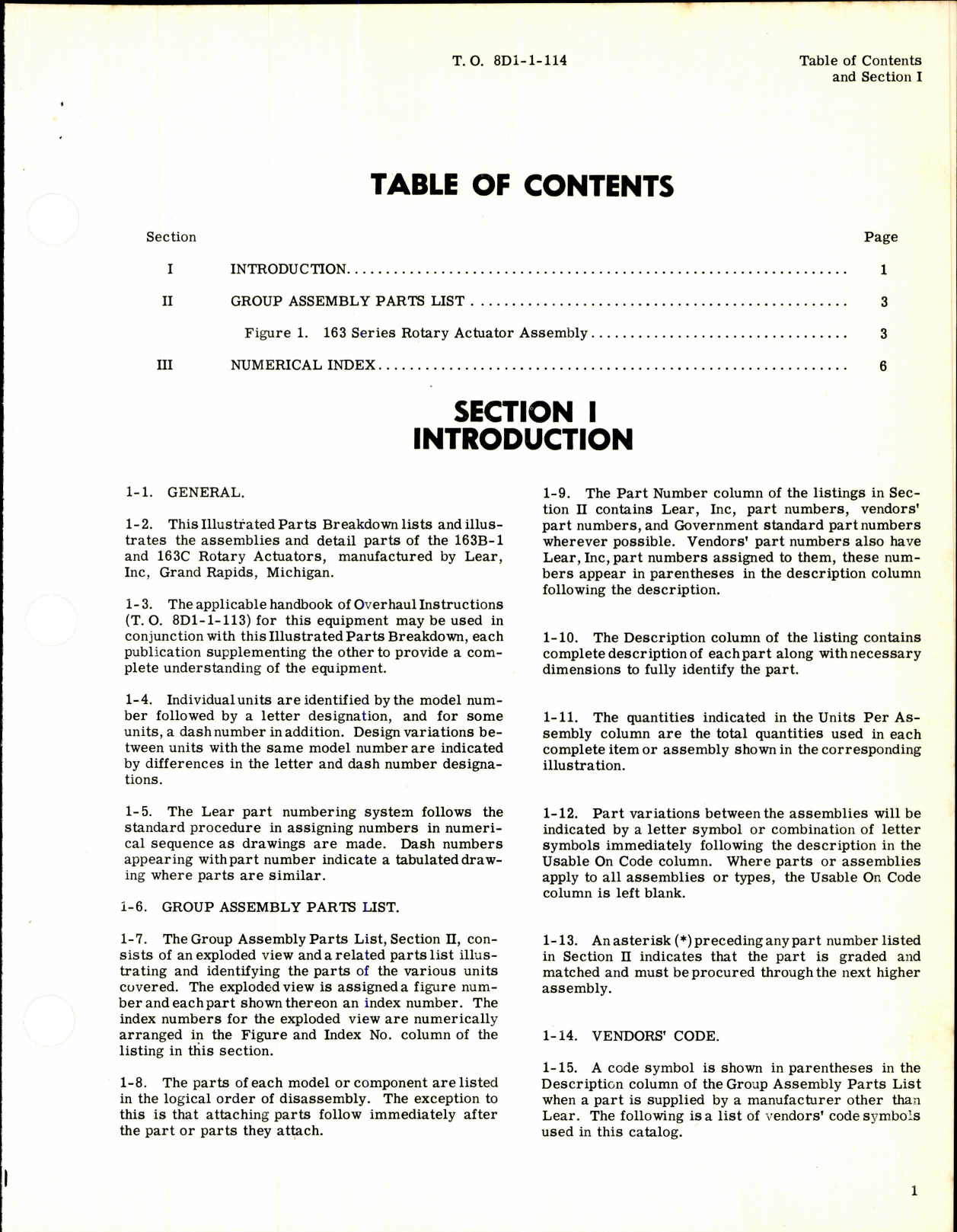 Sample page 3 from AirCorps Library document: Parts Breakdown Rotary Actuator Assembly 163 Series