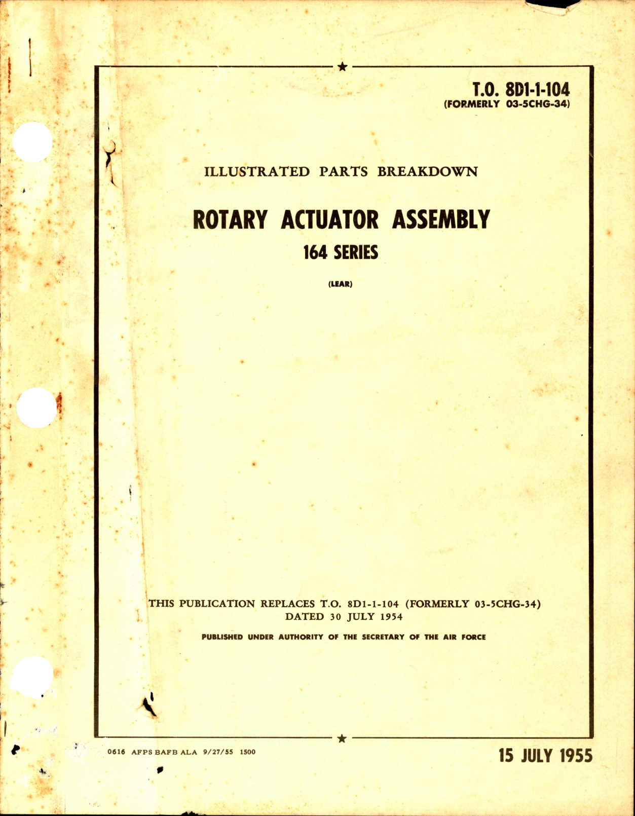 Sample page 1 from AirCorps Library document: Parts Breakdown Rotary Actuator Assembly 164 Series