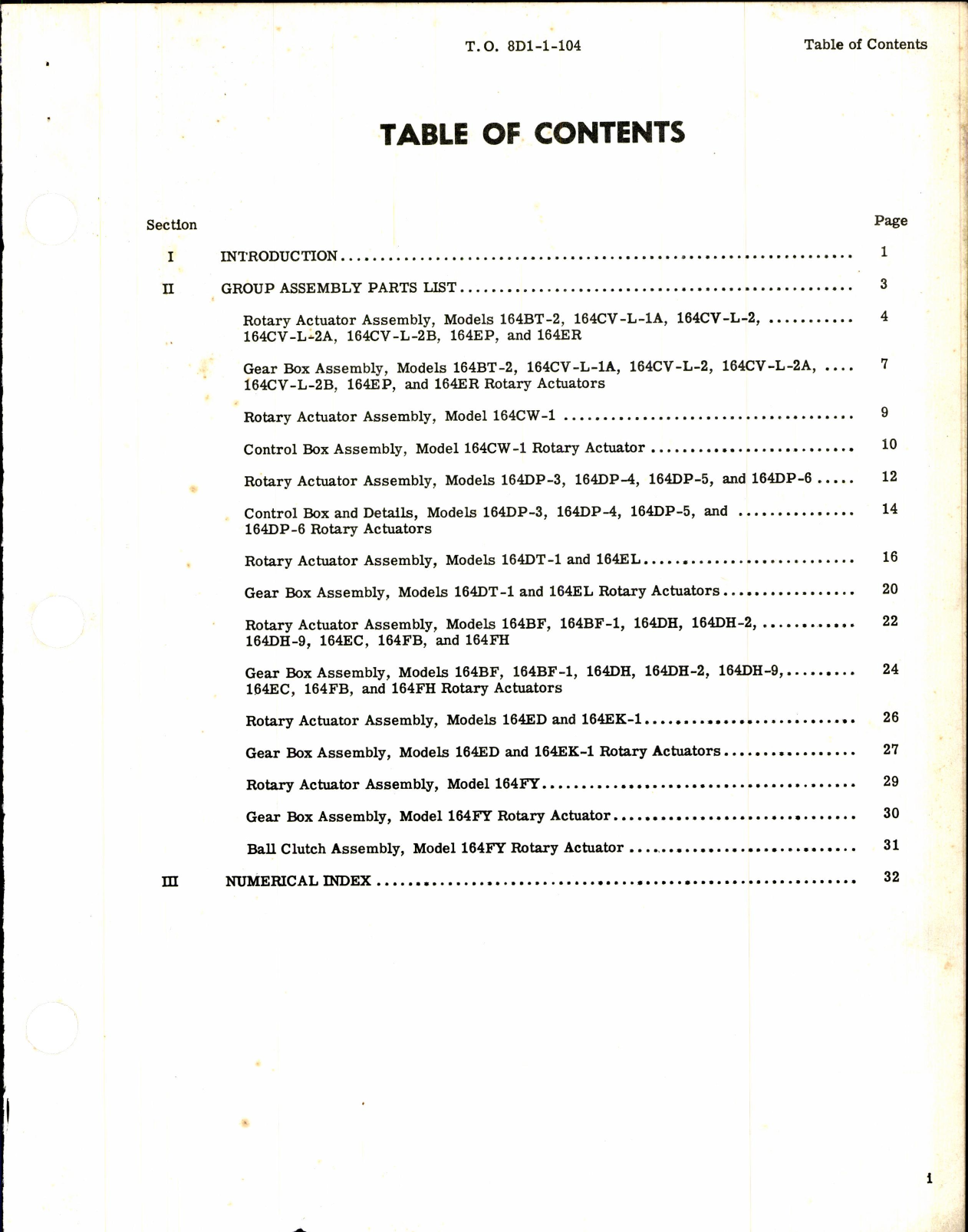 Sample page 3 from AirCorps Library document: Parts Breakdown Rotary Actuator Assembly 164 Series