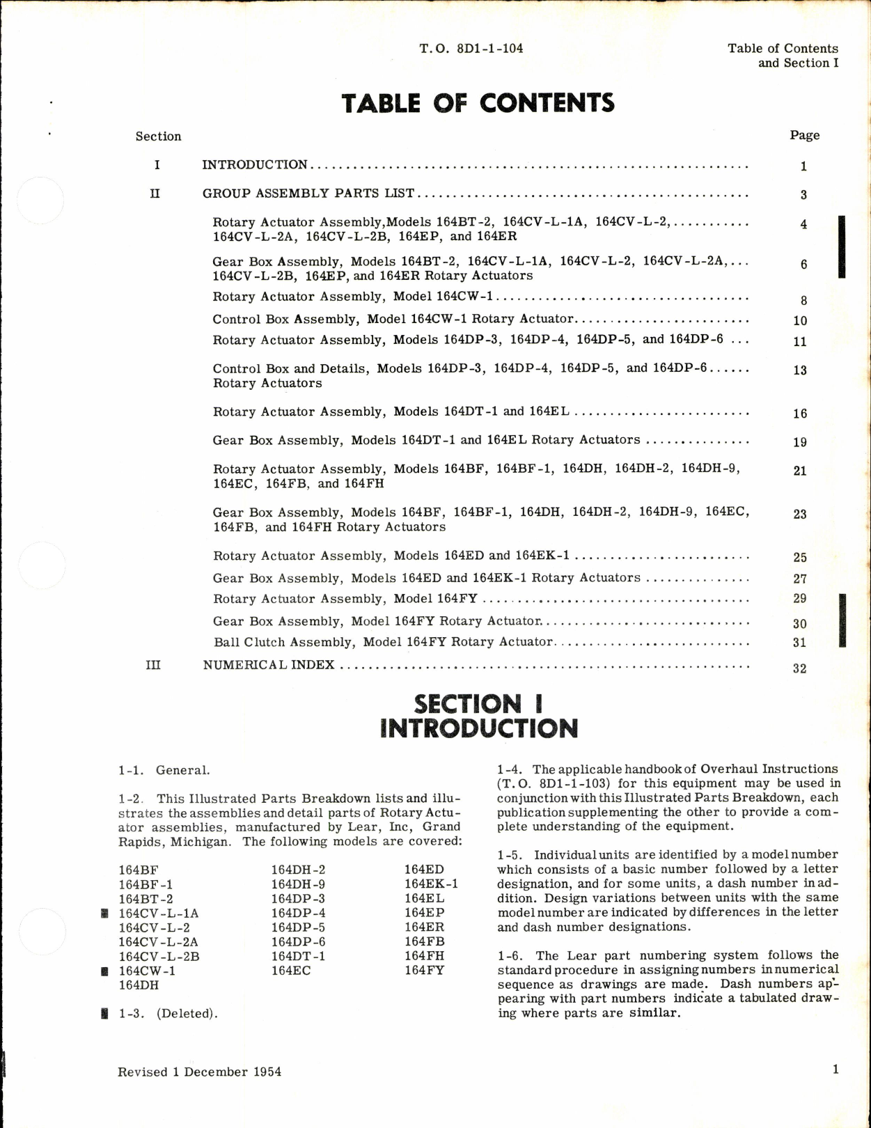 Sample page 3 from AirCorps Library document: Illustrated Parts Breakdown Rotary Actuator Assembly 164 Series