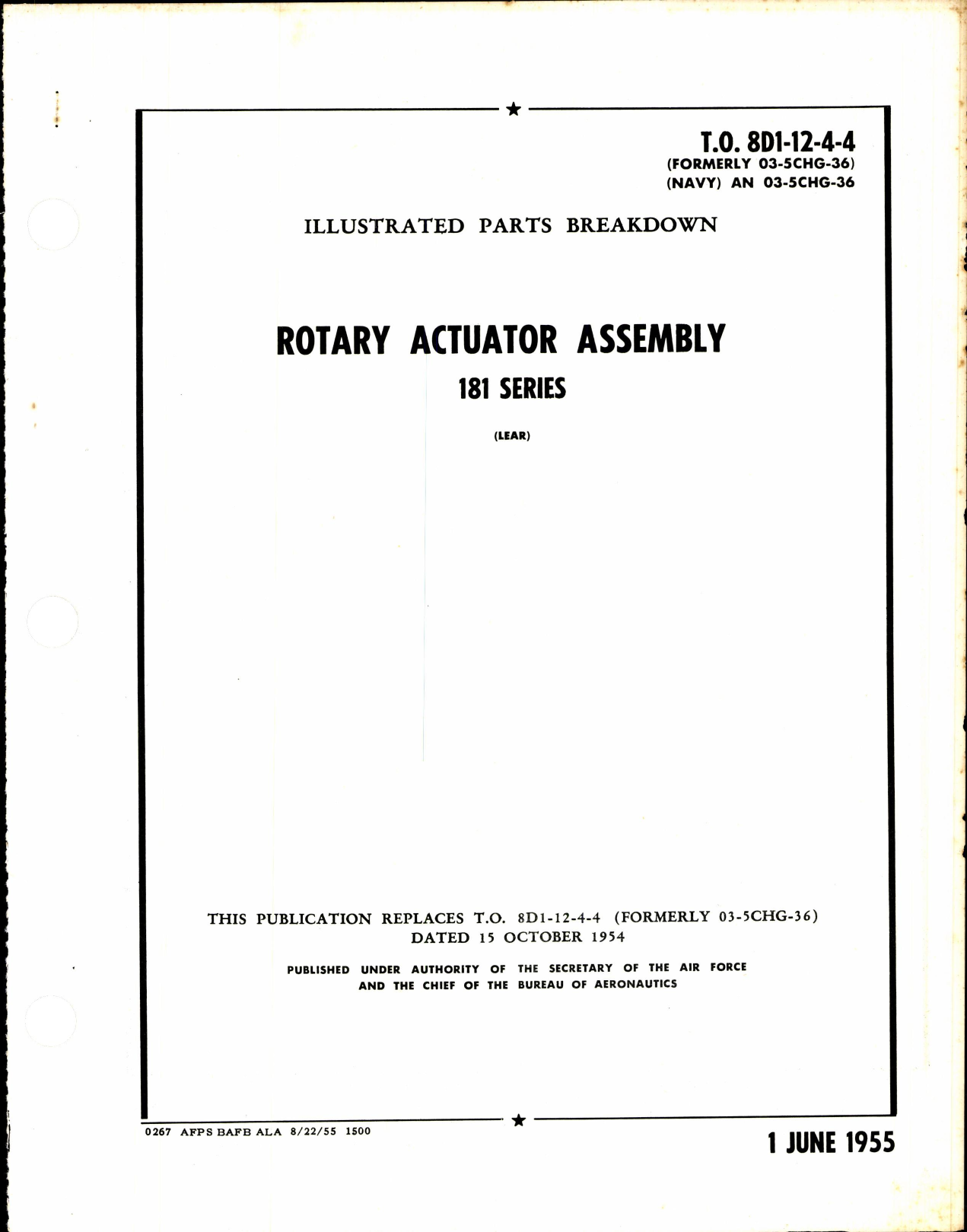 Sample page 1 from AirCorps Library document: Illustrated Parts Breakdown Rotary Actuator Assembly 181 Series