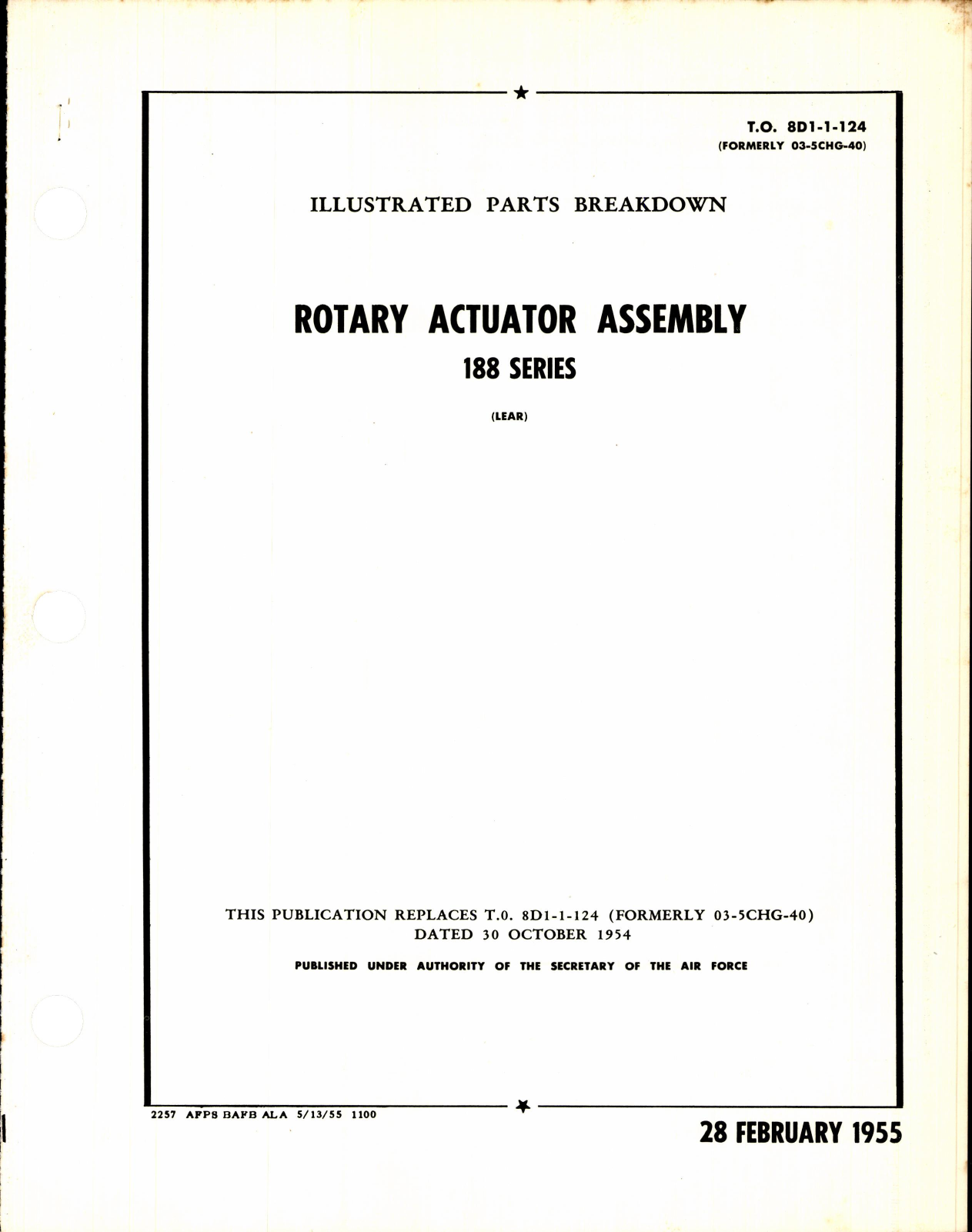 Sample page 1 from AirCorps Library document: Illustrated Parts Breakdown Rotary Actuator Assembly 188 Series
