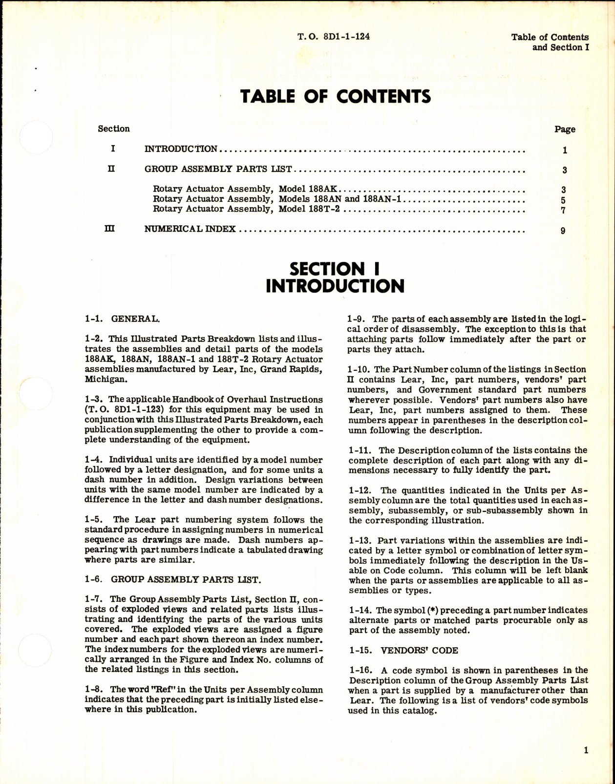 Sample page 3 from AirCorps Library document: Illustrated Parts Breakdown Rotary Actuator Assembly 188 Series