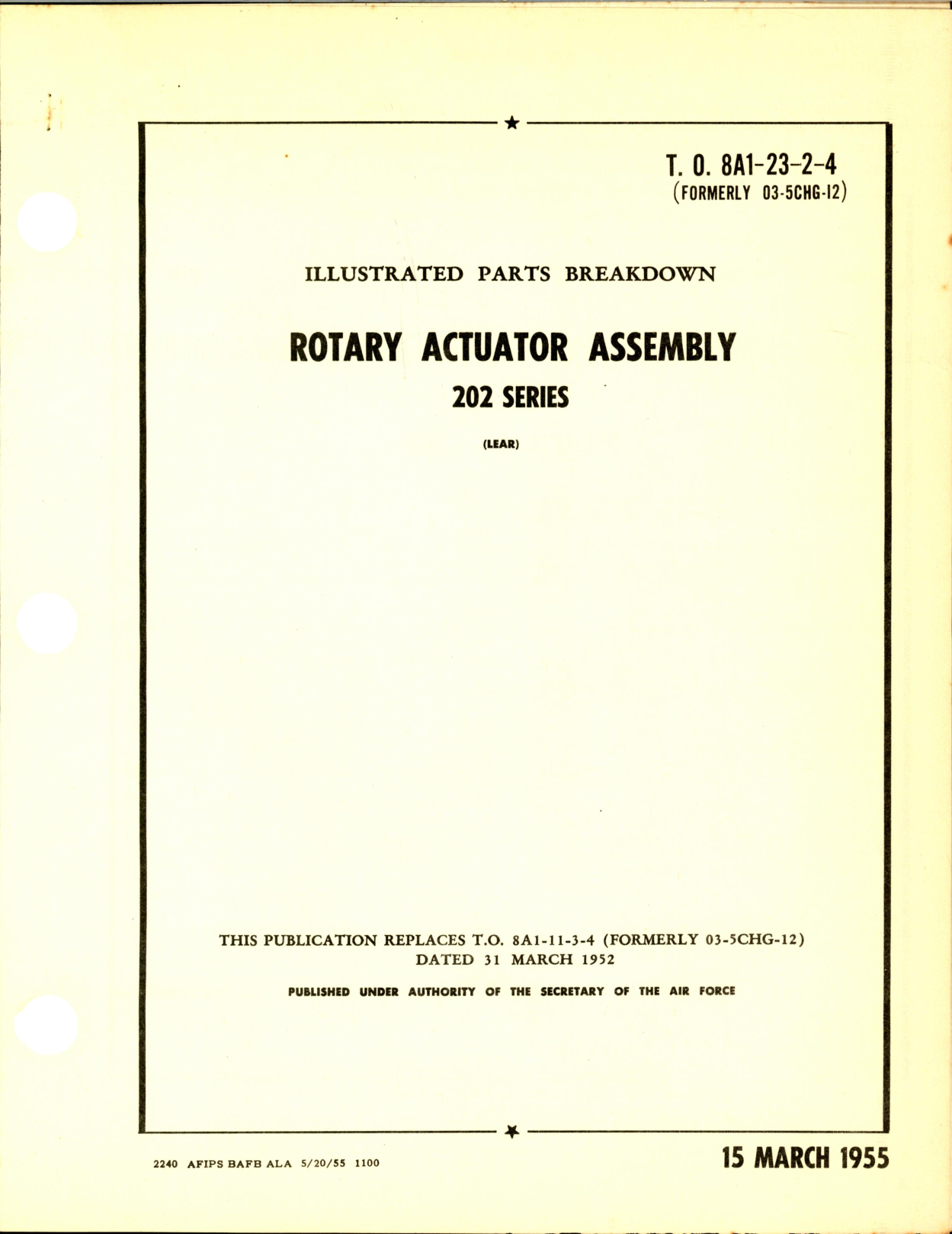 Sample page 1 from AirCorps Library document: Illustrated Parts Breakdown Rotary Actuator Assembly 202 Series