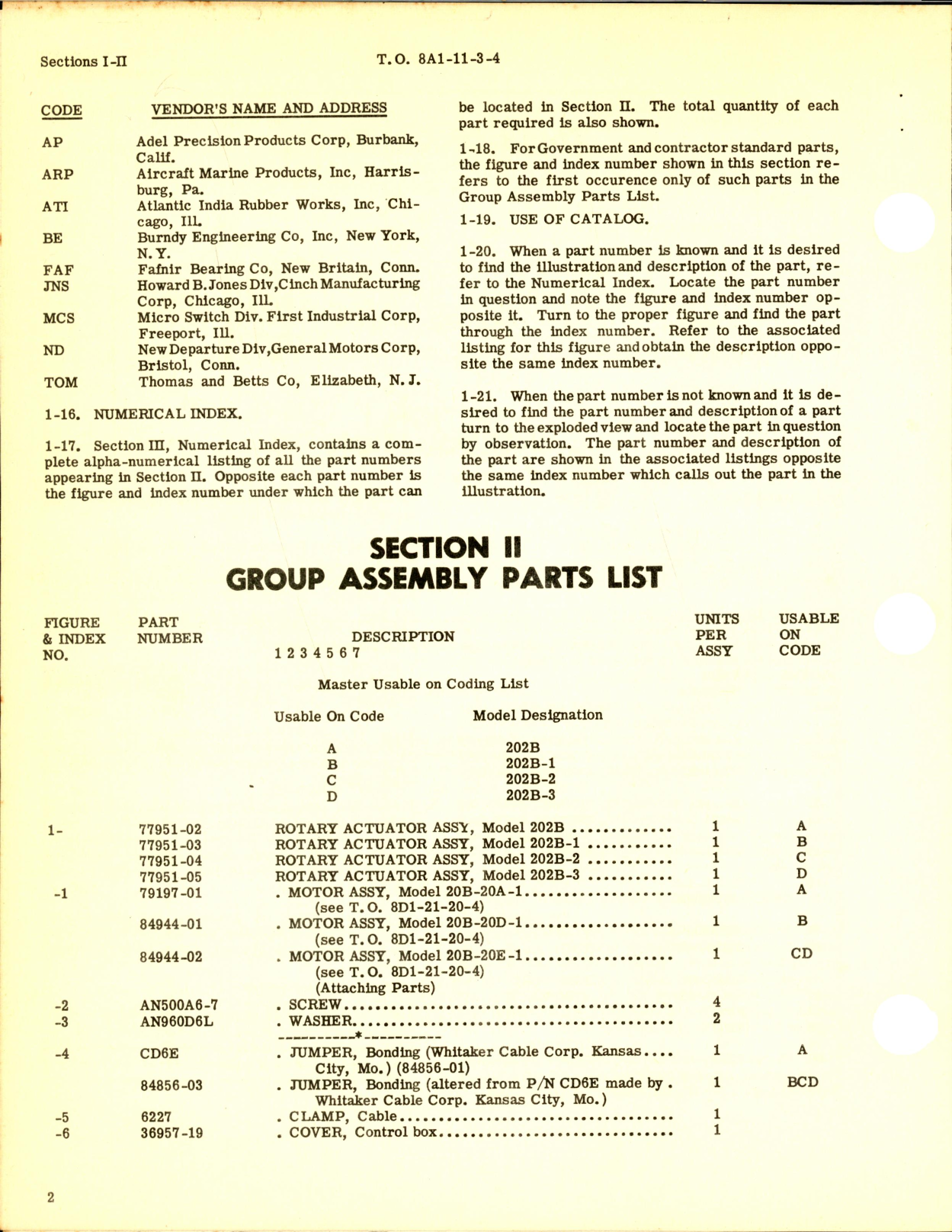 Sample page 4 from AirCorps Library document: Illustrated Parts Breakdown Rotary Actuator Assembly 202 Series