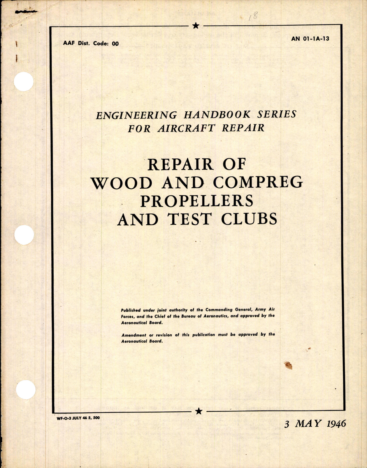Sample page 1 from AirCorps Library document: Repair of Wood and Compreg Propellers and Test Clubs