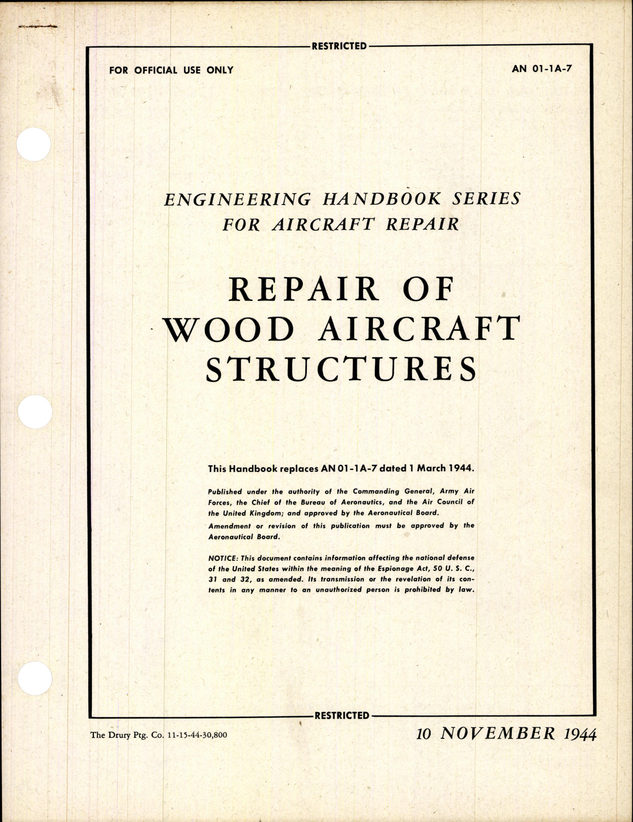 Sample page 1 from AirCorps Library document: Repair of Wood Aircraft Structures