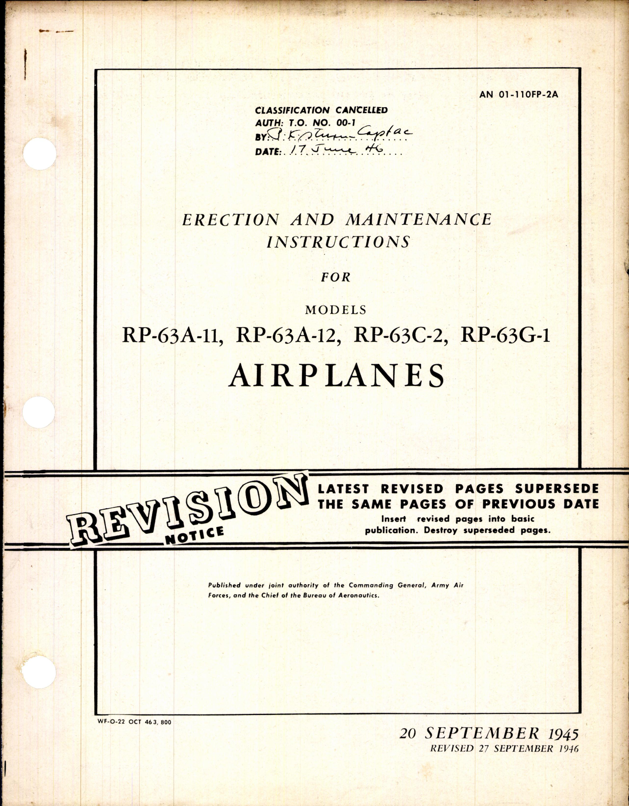 Sample page 1 from AirCorps Library document: Erection and Maintenance Instructions for RP-63A
