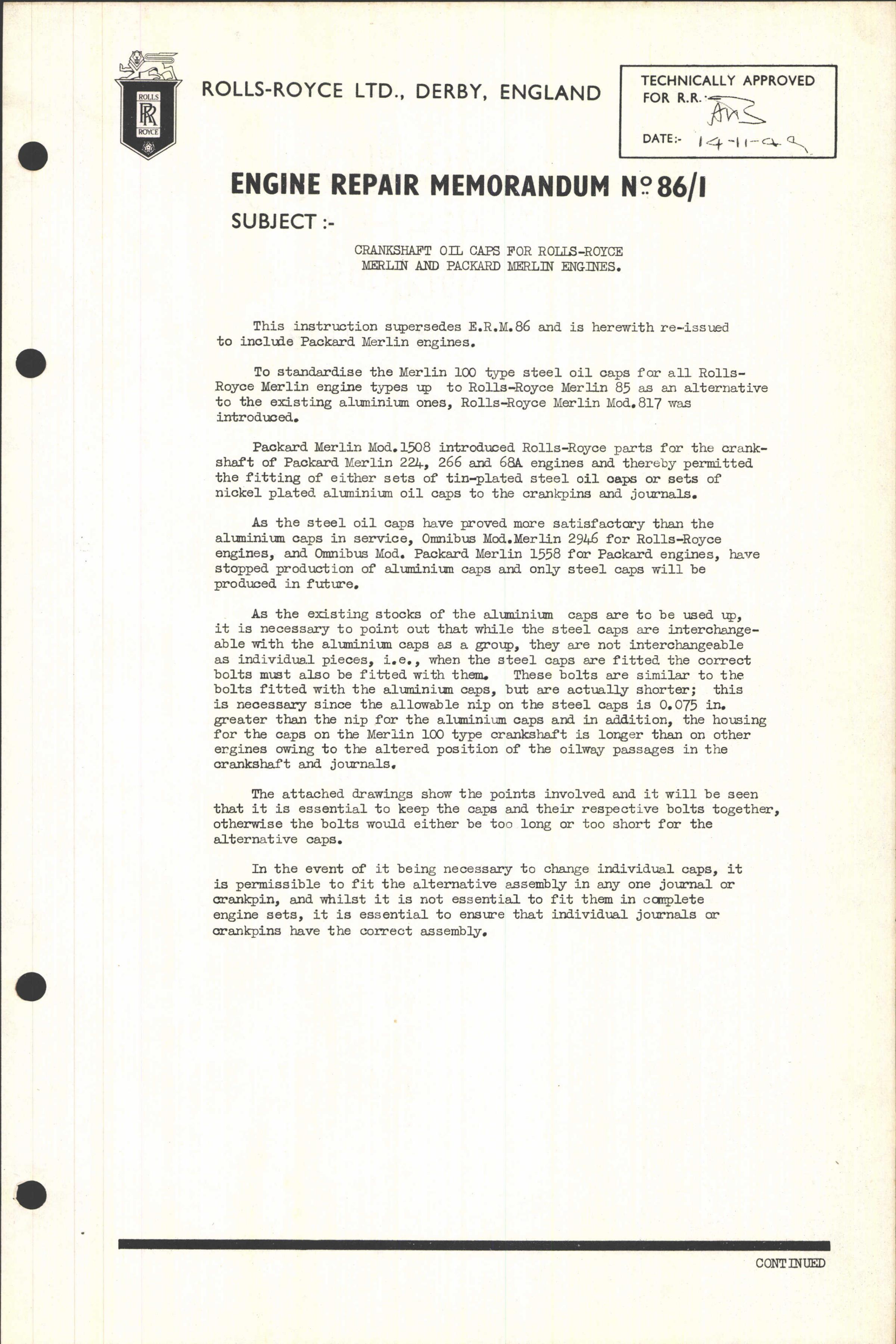 Sample page 15 from AirCorps Library document: Reconditioning and Salvage Data for Rolls-Royce Merlin Engines