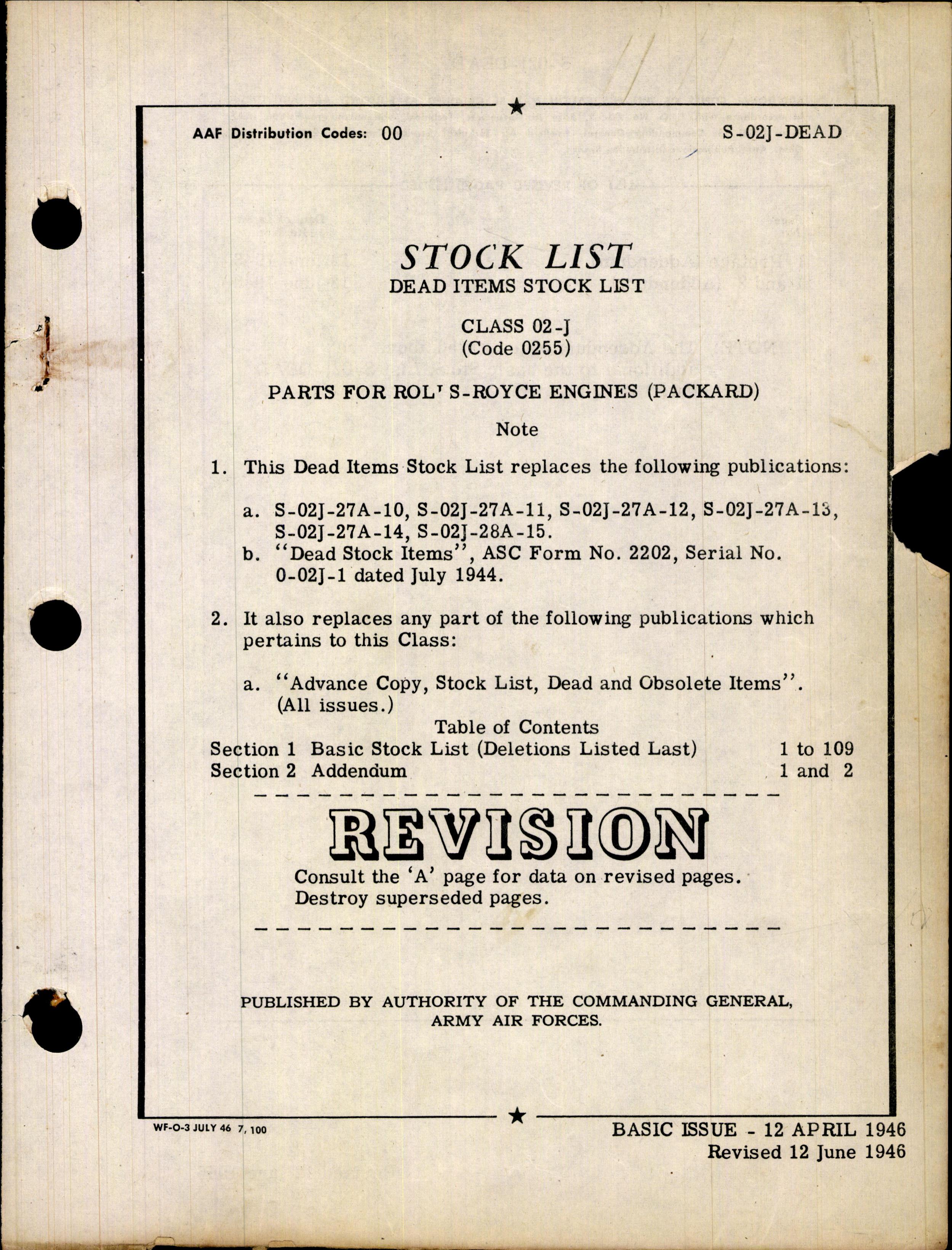 Sample page 7 from AirCorps Library document: Dead Items Stock List Parts for Rolls-Royce Engines (Packard)