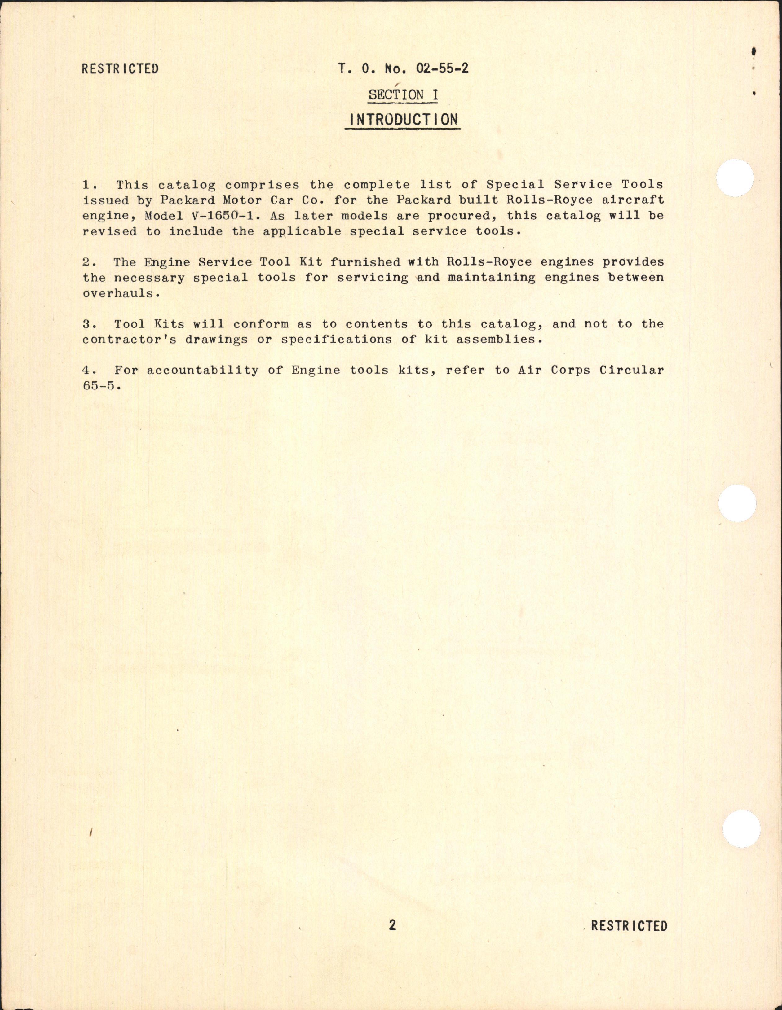 Sample page 4 from AirCorps Library document: Service Tool Catalog for Rolls-Royce Engines Manufactured by Packard