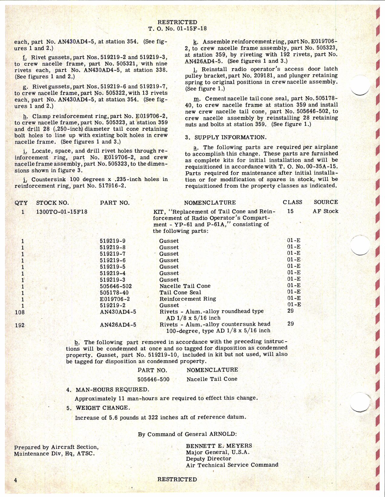 Sample page 3 from AirCorps Library document: Replacement of Tail Cone & Reinforcement of Radio Compartment