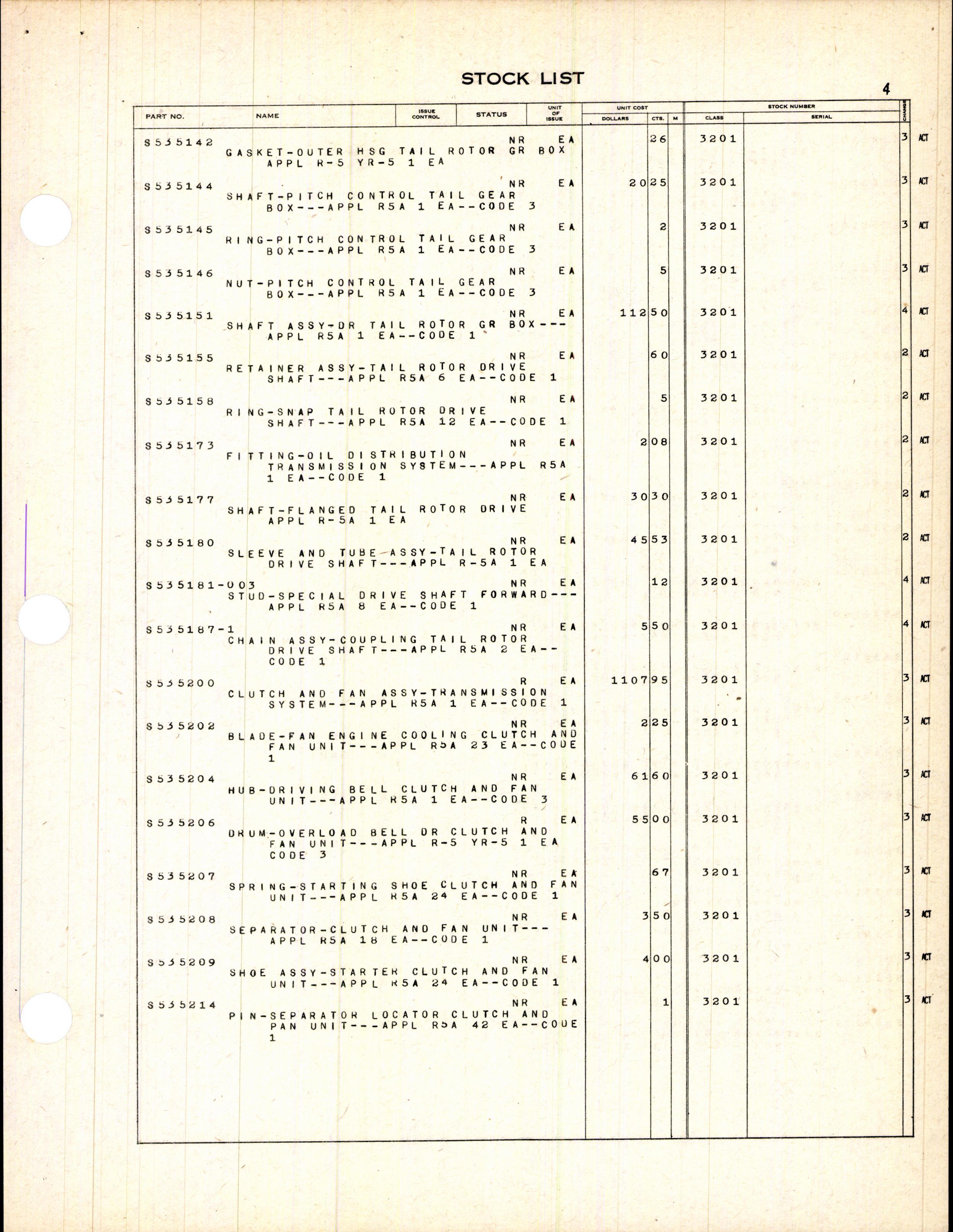 Sample page 7 from AirCorps Library document: Stock List for Transmission Systems for Rotary Wing Aircraft