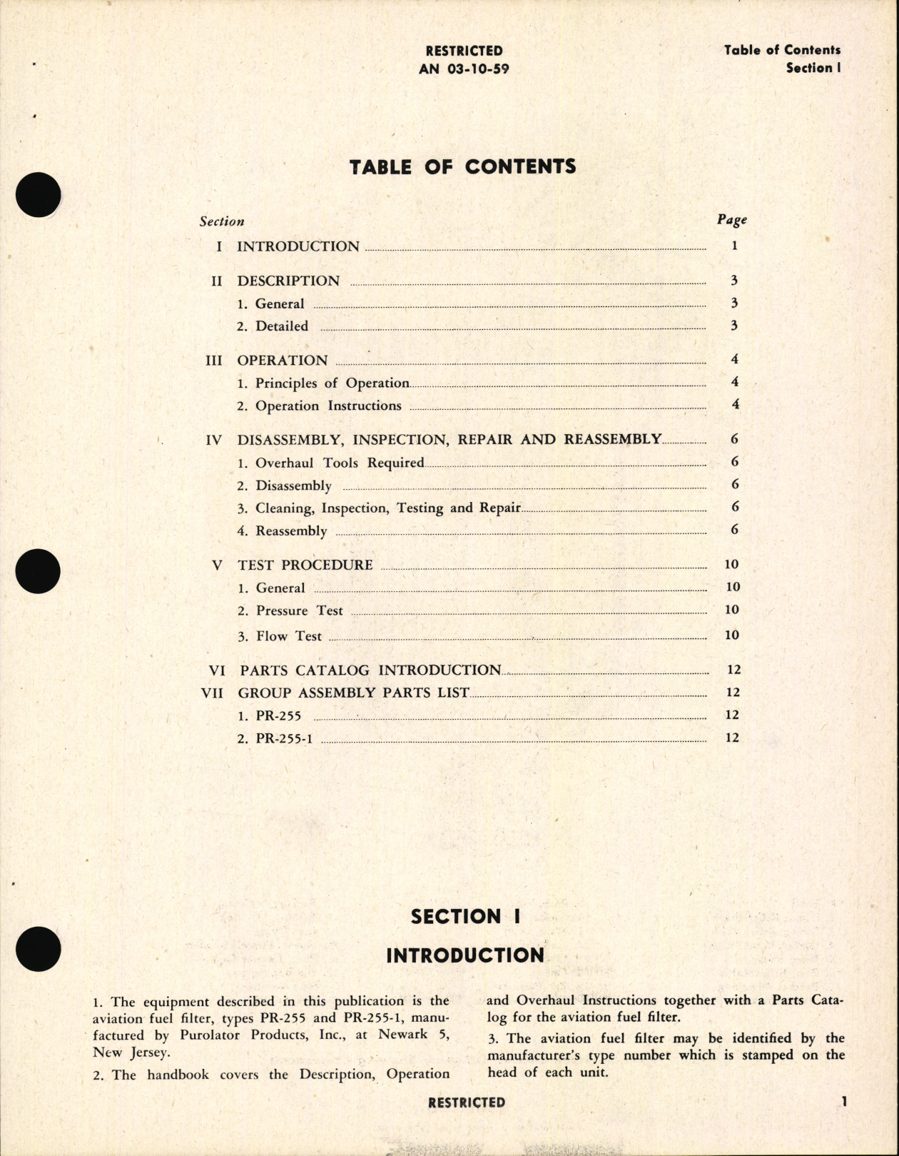 Sample page 5 from AirCorps Library document: Overhaul Instructions with Parts Catalog for Fuel Filters Types PR-255 and PR-255-1