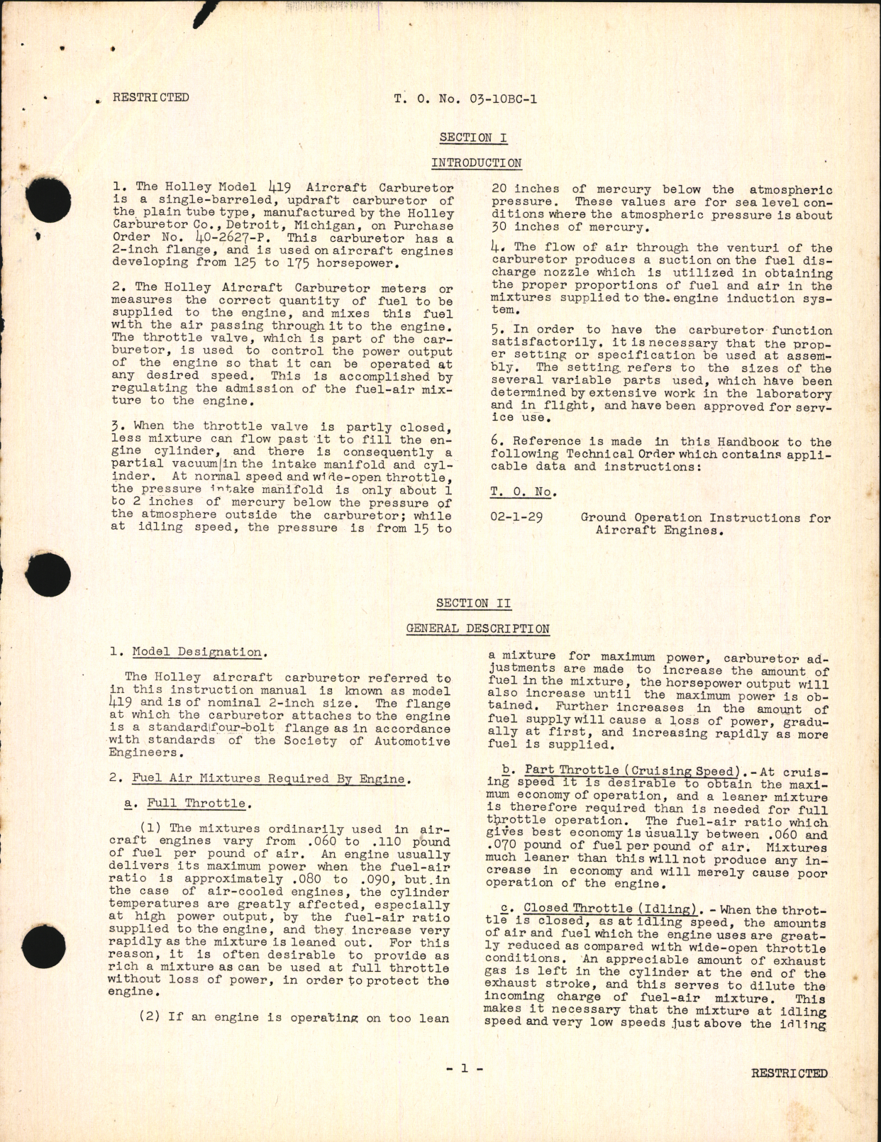 Sample page 5 from AirCorps Library document: Handbook of Instructions with Parts Catalog for 419 Series Aircraft Carburetors