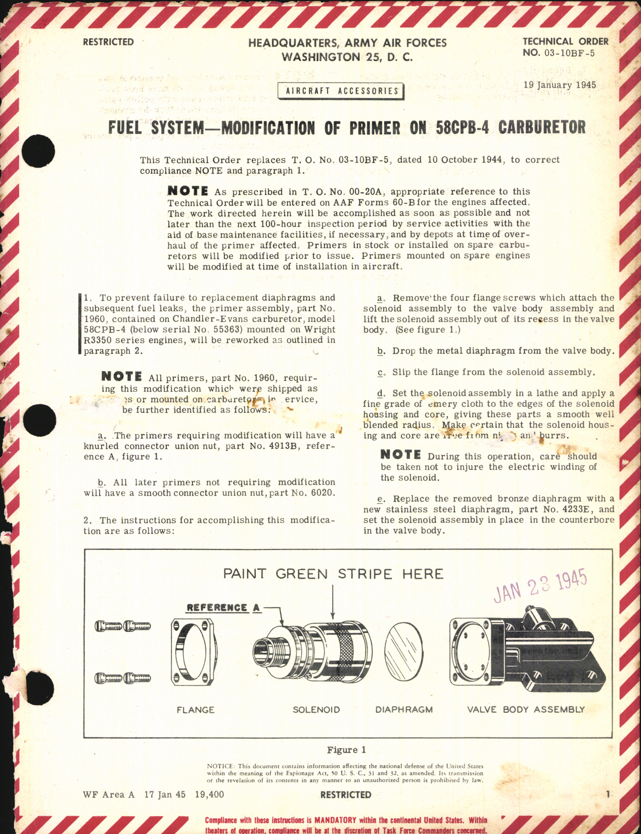 Sample page 1 from AirCorps Library document: Modification of Primer on 58CPB-4 Carburetor