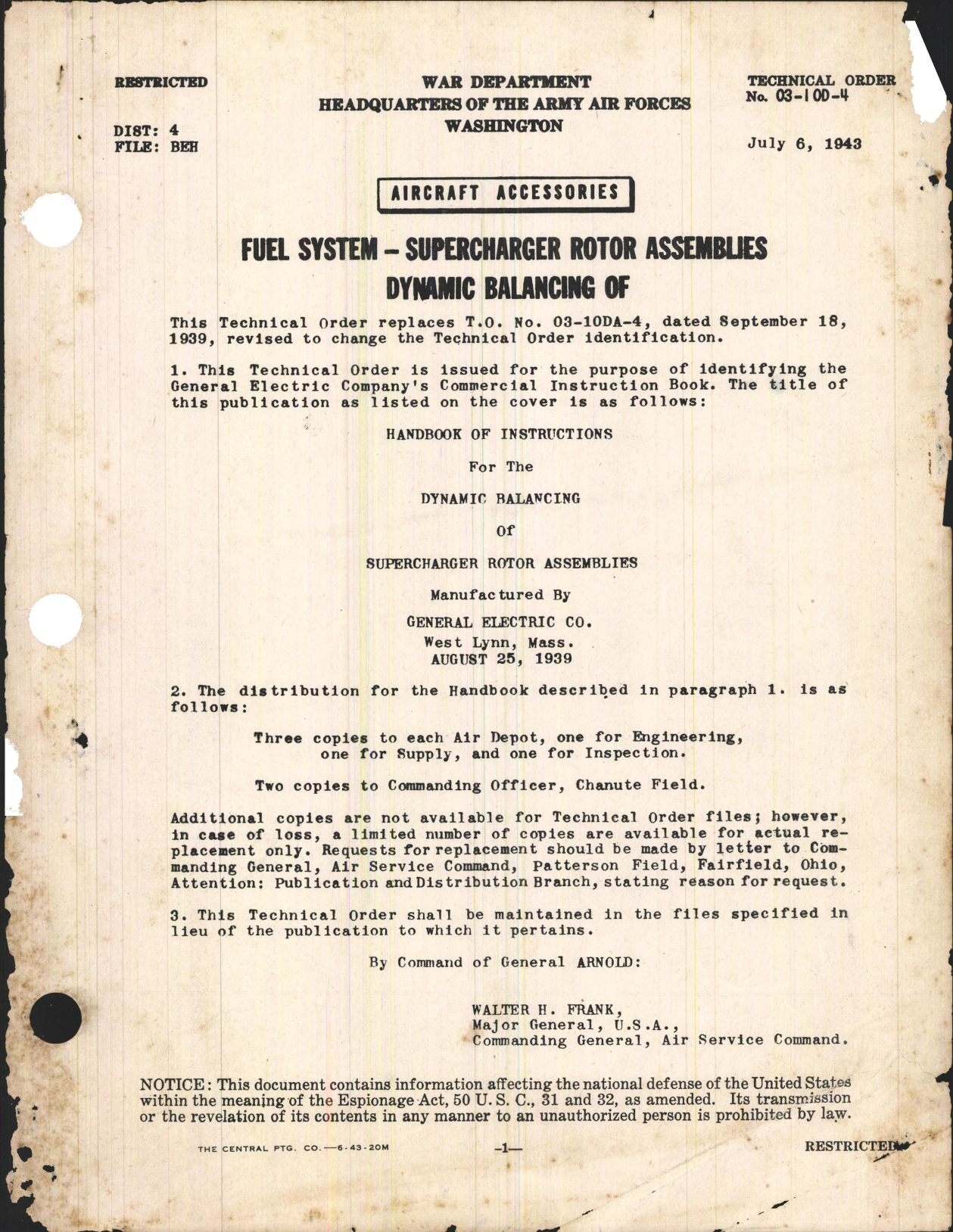 Sample page 1 from AirCorps Library document: Dynamic Balancing of Supercharger Rotor Assemblies