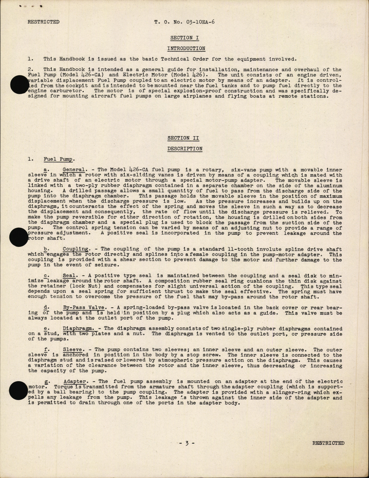 Sample page 5 from AirCorps Library document: Handbook of Instructions with Assembly Parts List for Motor Driven Fuel Pumps Model 426-CA