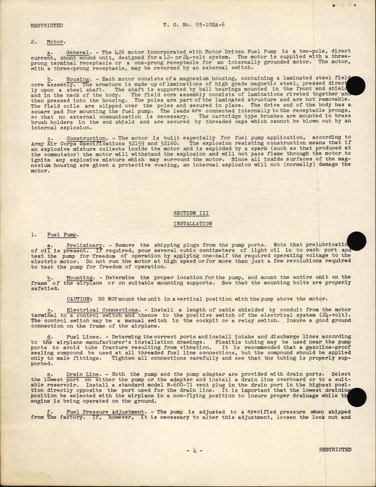 Sample page 6 from AirCorps Library document: Handbook of Instructions with Assembly Parts List for Motor Driven Fuel Pumps Model 426-CA