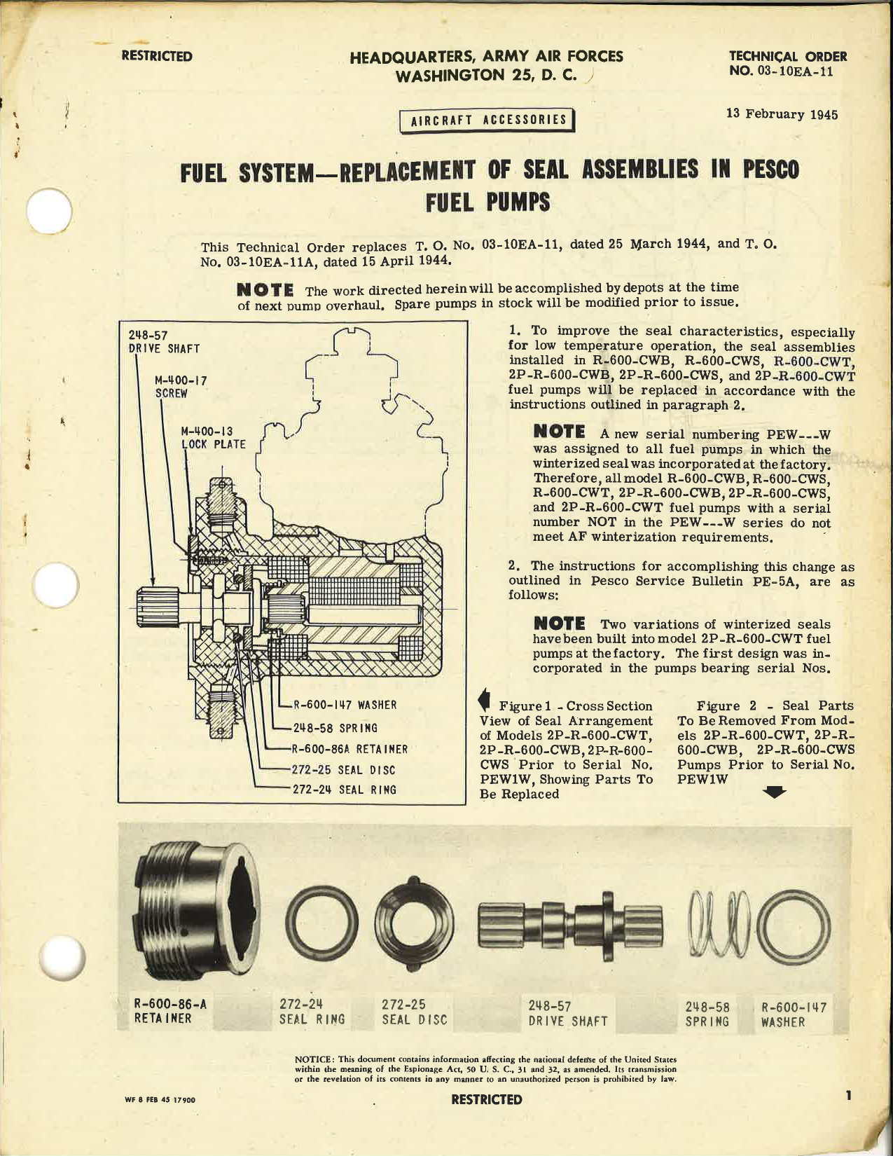 Sample page 1 from AirCorps Library document: Replacement of Seal Assemblies in Pesco Fuel Pumps